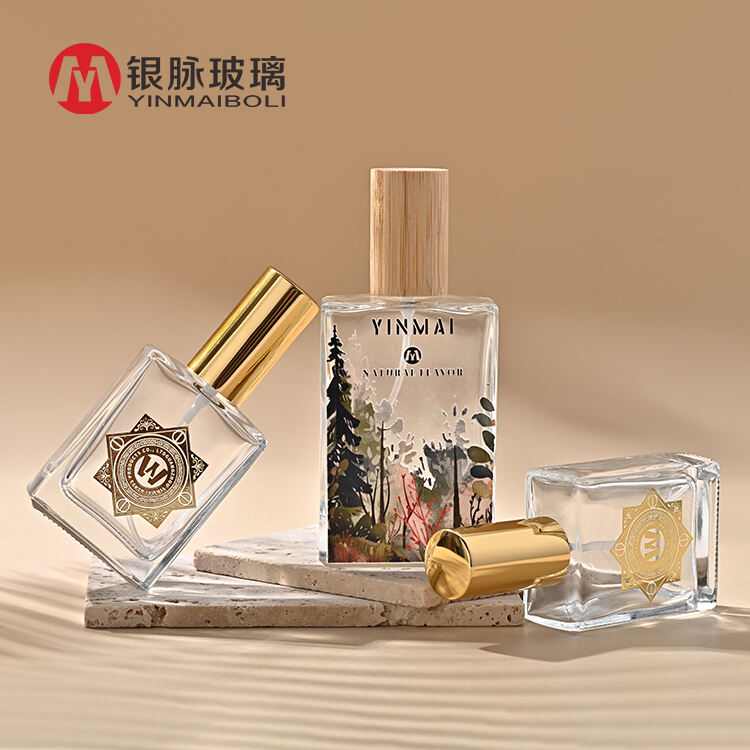 Custom Perfume 50ml 100ml Bottle with Gift Box Sprayer Empty clear Square Perfume Bottle Glass