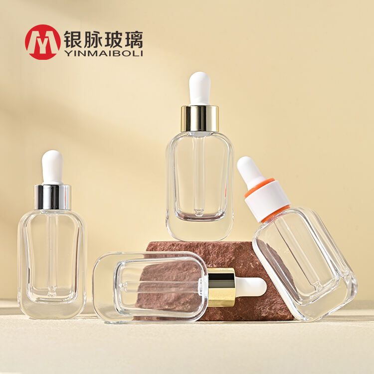 Yinmai 1oz 30ml 50ml screen printing thick glass bottles skincare matte cosmetic facial essence oil bottle with dropper