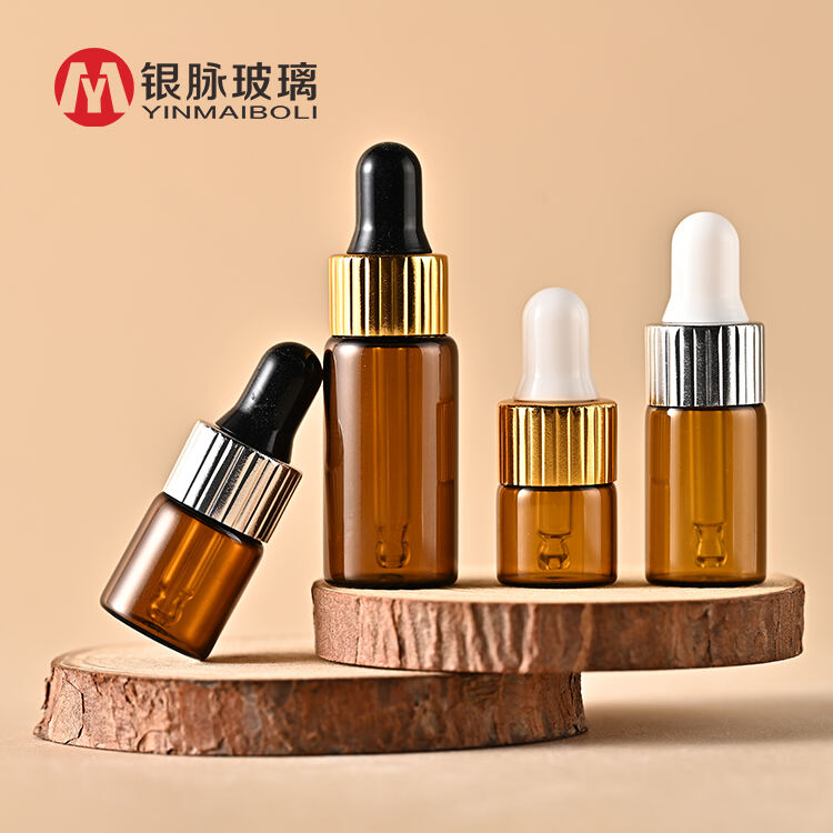 1ml 2ml 3ml 5ml Serum bottle with dropper amber glass dropper bottles glass vial with honeycomb ring dropper lid