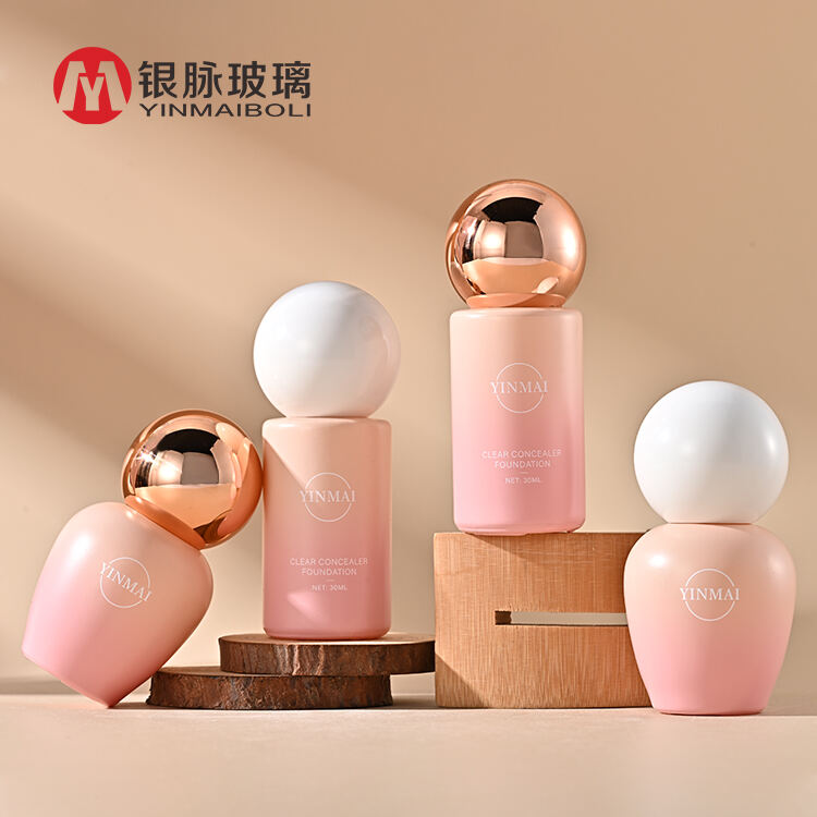 Luxury 30ml Glass Press Pump Head round Empty Liquid Foundation Bottle Unique Custom Cosmetic Pump Bottles For Skincare