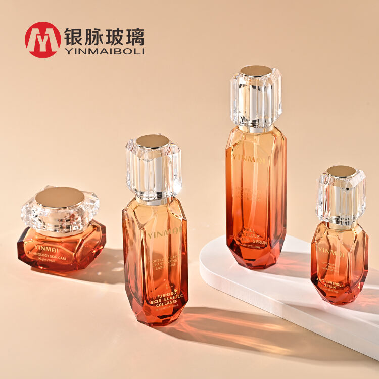 Unique 40ml 100ml 120ml 50g luxury cosmetics cream glass bottle and jars set skincare packaging cosmetic spray pump bottle