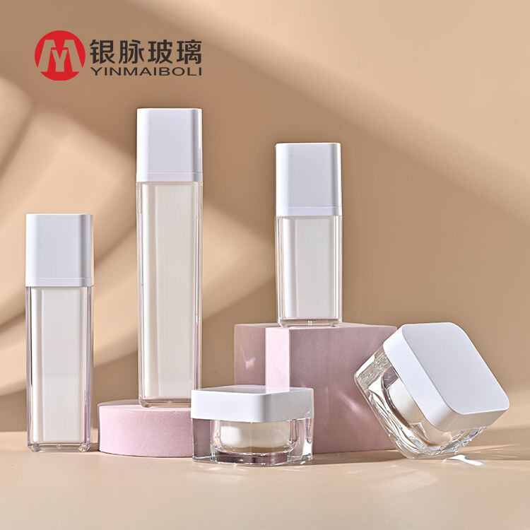 60ml 100ml 130ml 30g 50g Double layer wall thick walled Acrylic plastic cosmetic set bottles with white cover