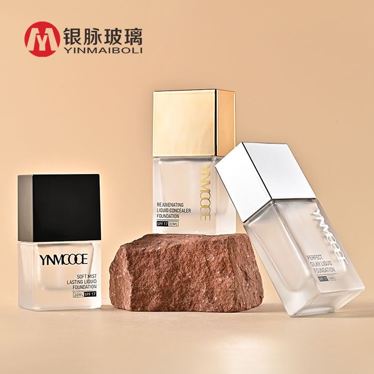 New frosted Square 20Ml 30Ml 50Ml Foundation Glass Bottle For Cosmetics Liquid Packaging