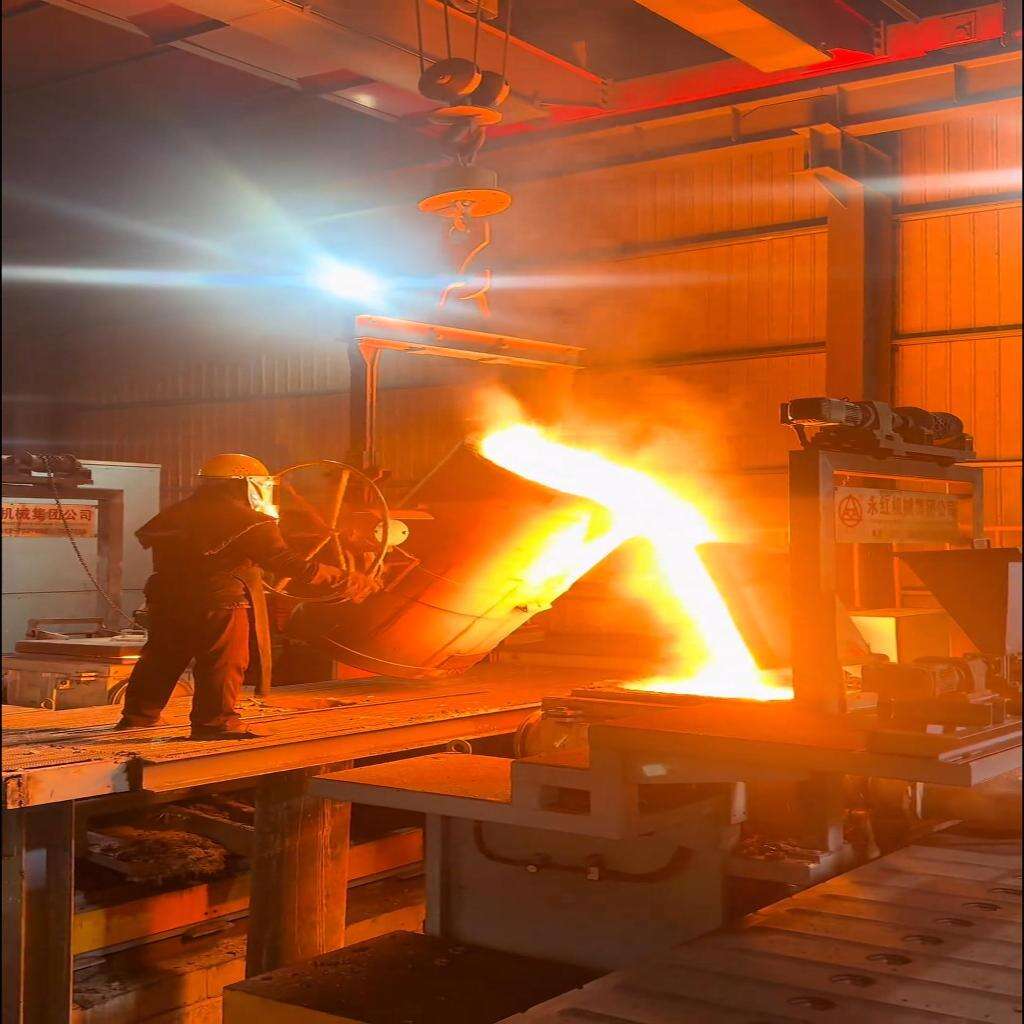 The pouring process of sand casting