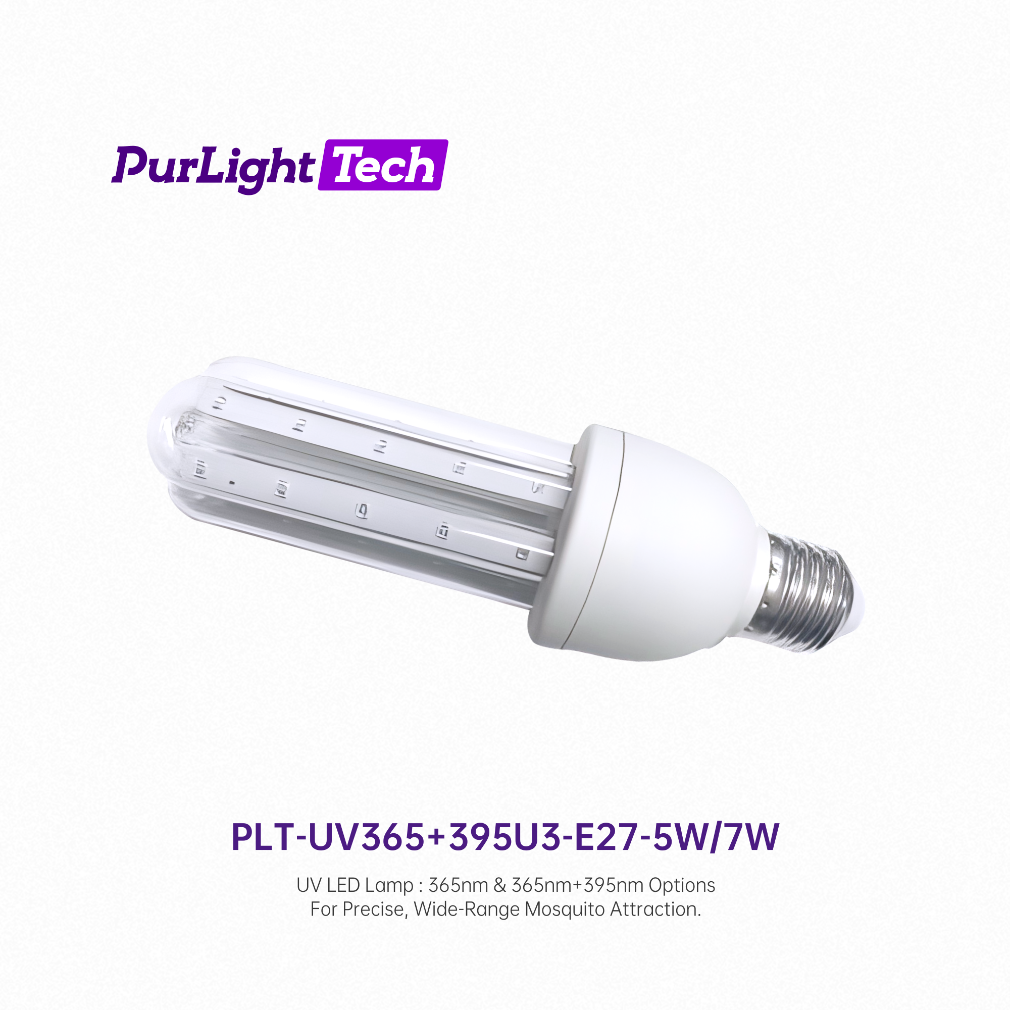 E27-U3 UVA LED Mosquito Attractor 365nm 395nm UV Lamp for Home & Outdoor Use