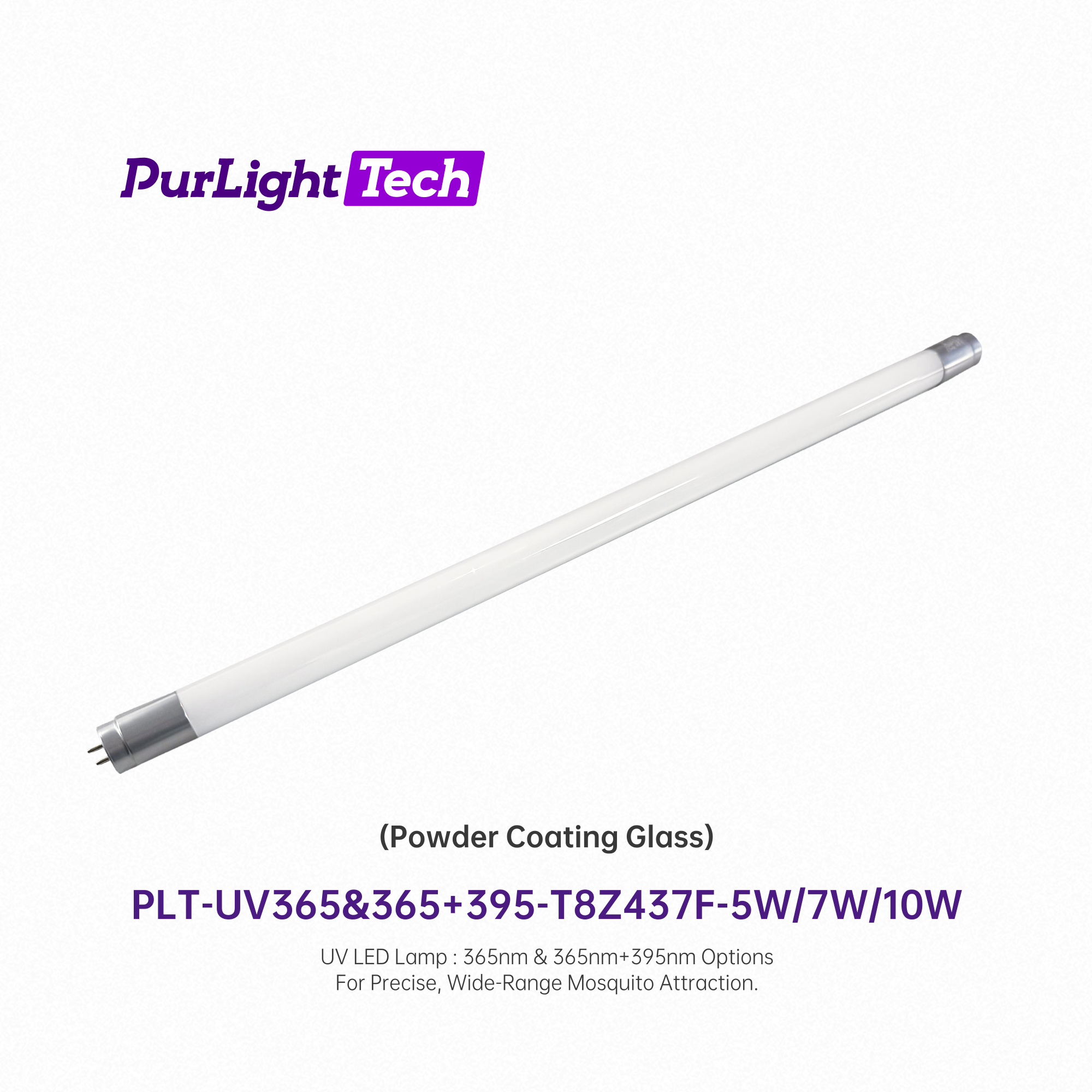 UVA LED Tube T8 365nm 395nm 5 7 10W 437mm Powder-Coated Glass UV Mosquito Insect Fly Killer Lamp Trap