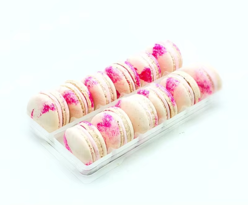 Hot Sale 24 PCS Customized Macaron Box Recyclable Plastic Packaging for Food Cake & Chocolate Display Elegant Macaron Packaging