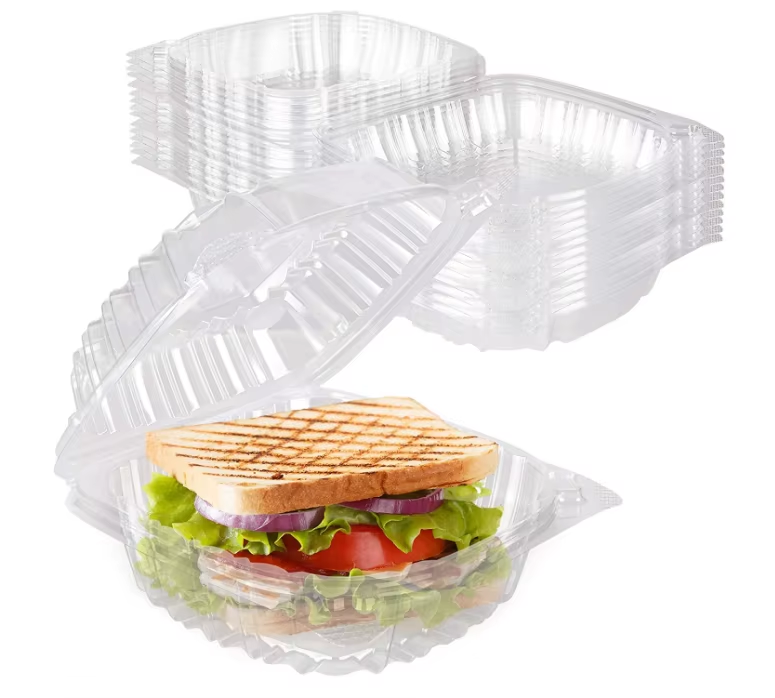 Carry Cake Dessert Small Sandwich Disposable Plastic to Go Containers Hinged Clamshell Food Boxes Cake