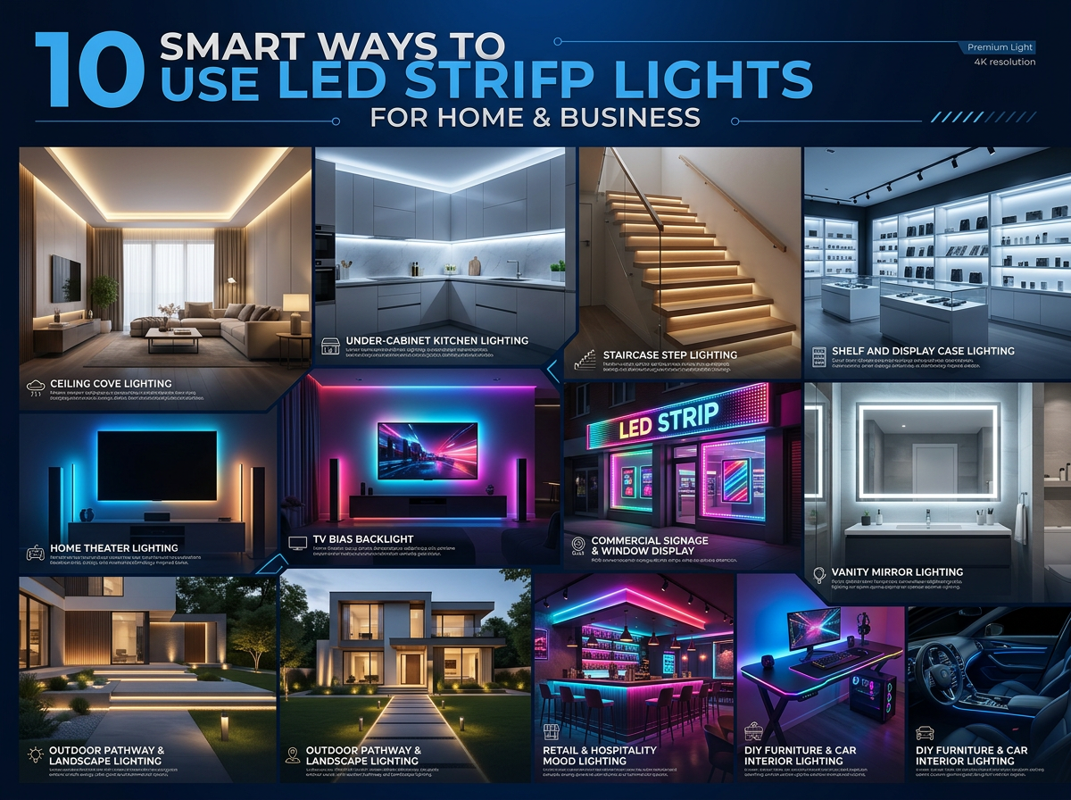 10 smarta sätt att använda LED-strimlade lampor i hemmet och på arbetsplatsen – en praktisk guide