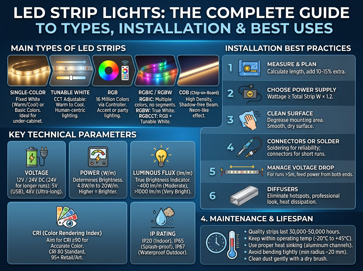 LED-strimlade belysningar: Den kompletta guiden till typer, installation och bästa användningsområden