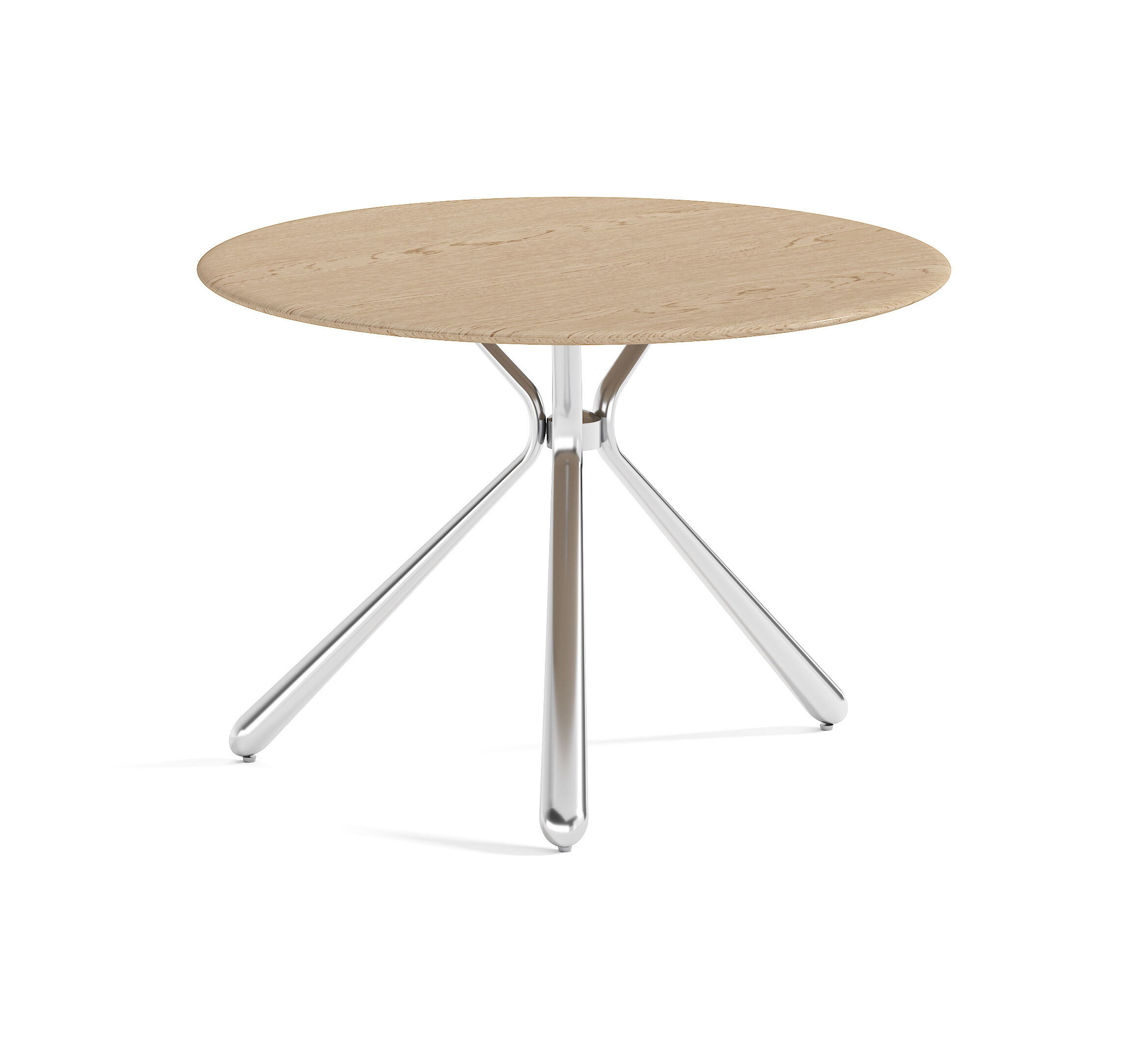 Commercial Modern Round Meeting Table, Light Wood Top & Sturdy Chrome Legs, for Office Lobby & Lounge Area