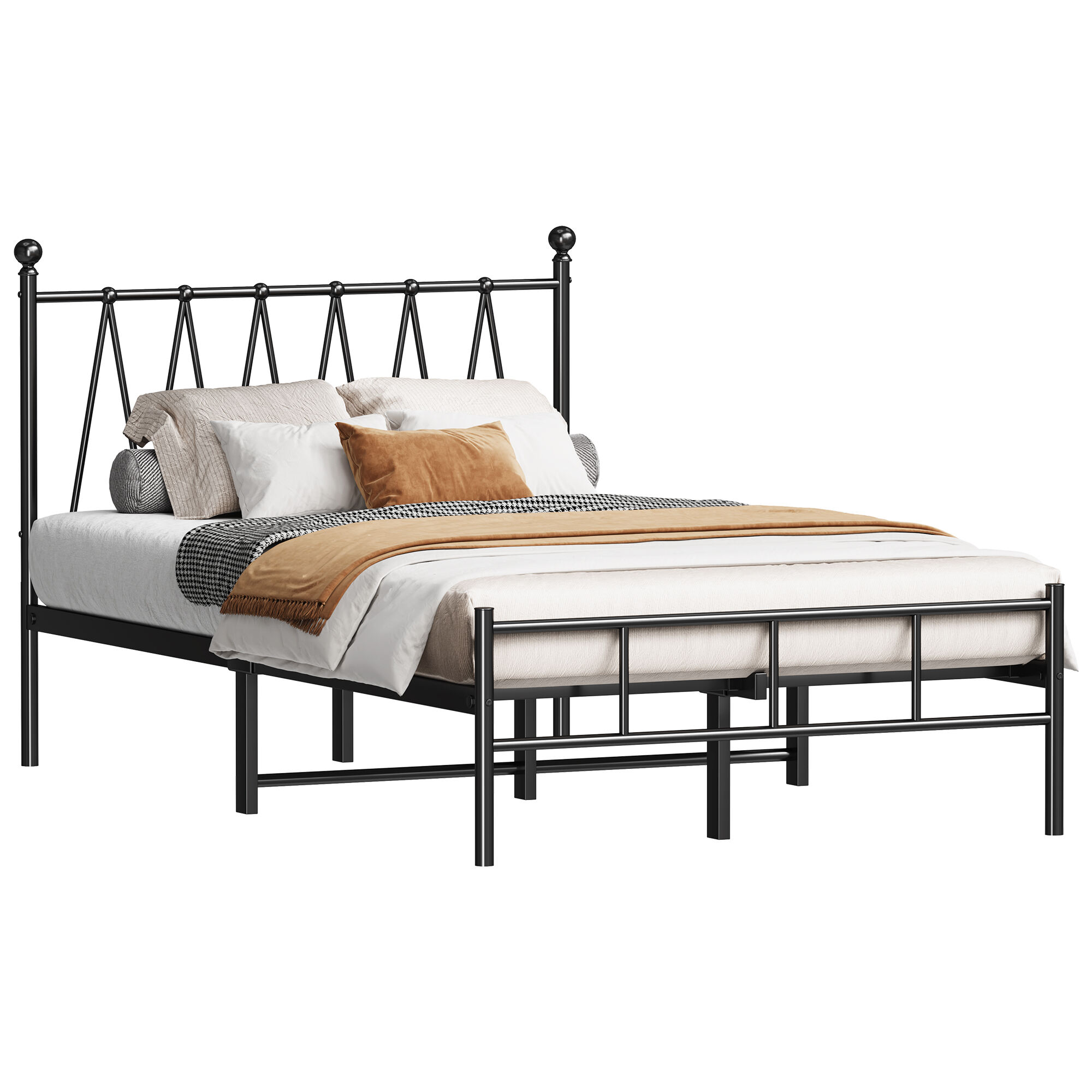 Matte Black Single Size Bed Frame with Heavy-Duty Metal Slats Modern Design for Bedroom Easy Assembly & No Box Spring Needed