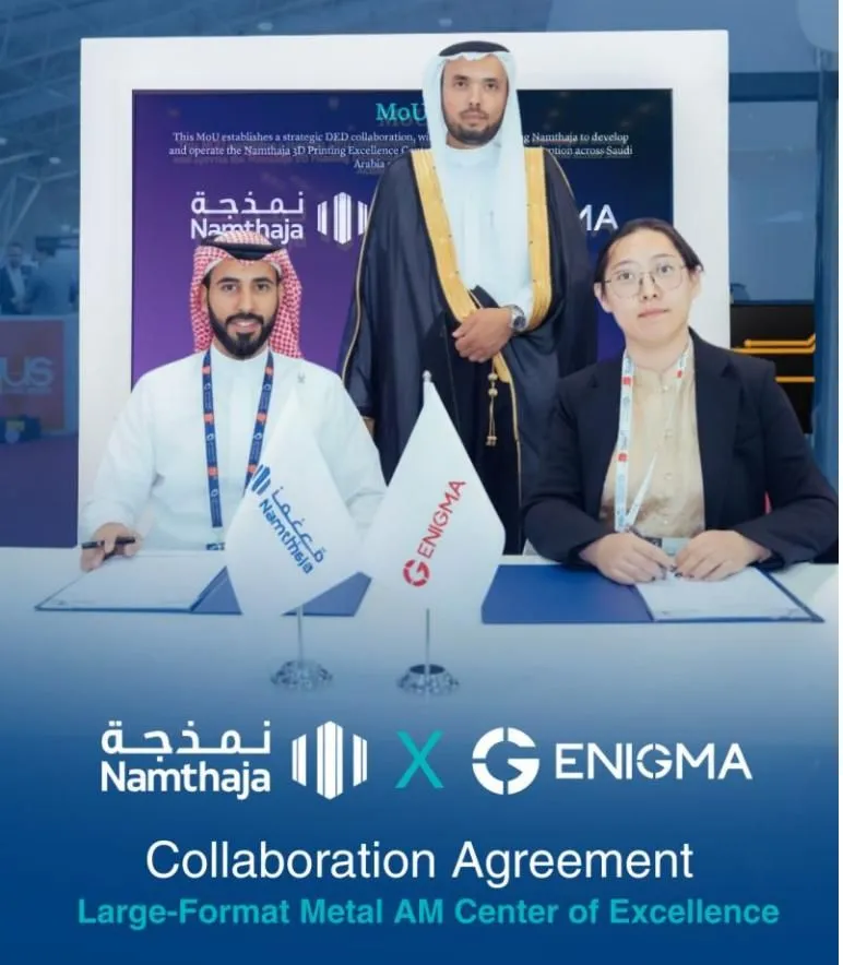 ENIGMA and Namthaja have formed a strategic partnership to jointly embark on a new chapter in additive manufacturing for Saudi Arabia's DED technology.