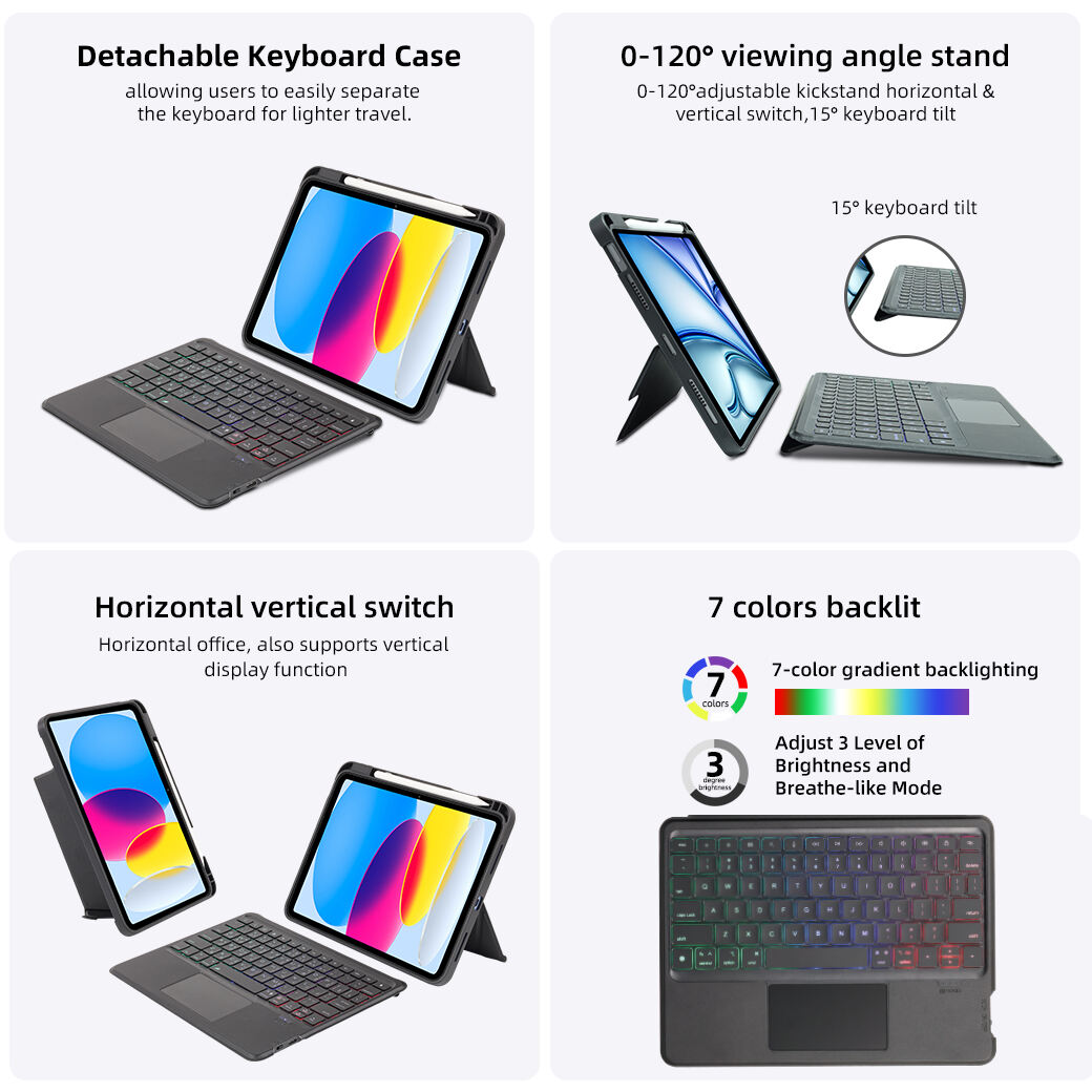 ergonomic detachable wireless keyboard for ipad pro 11  air 109 with foldable magnetic strip-14