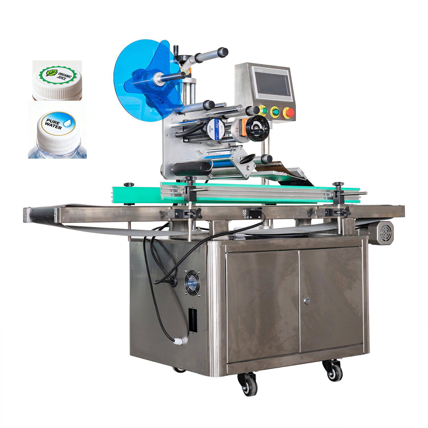 Automatic top surface labeling machine for bottle cap labeling