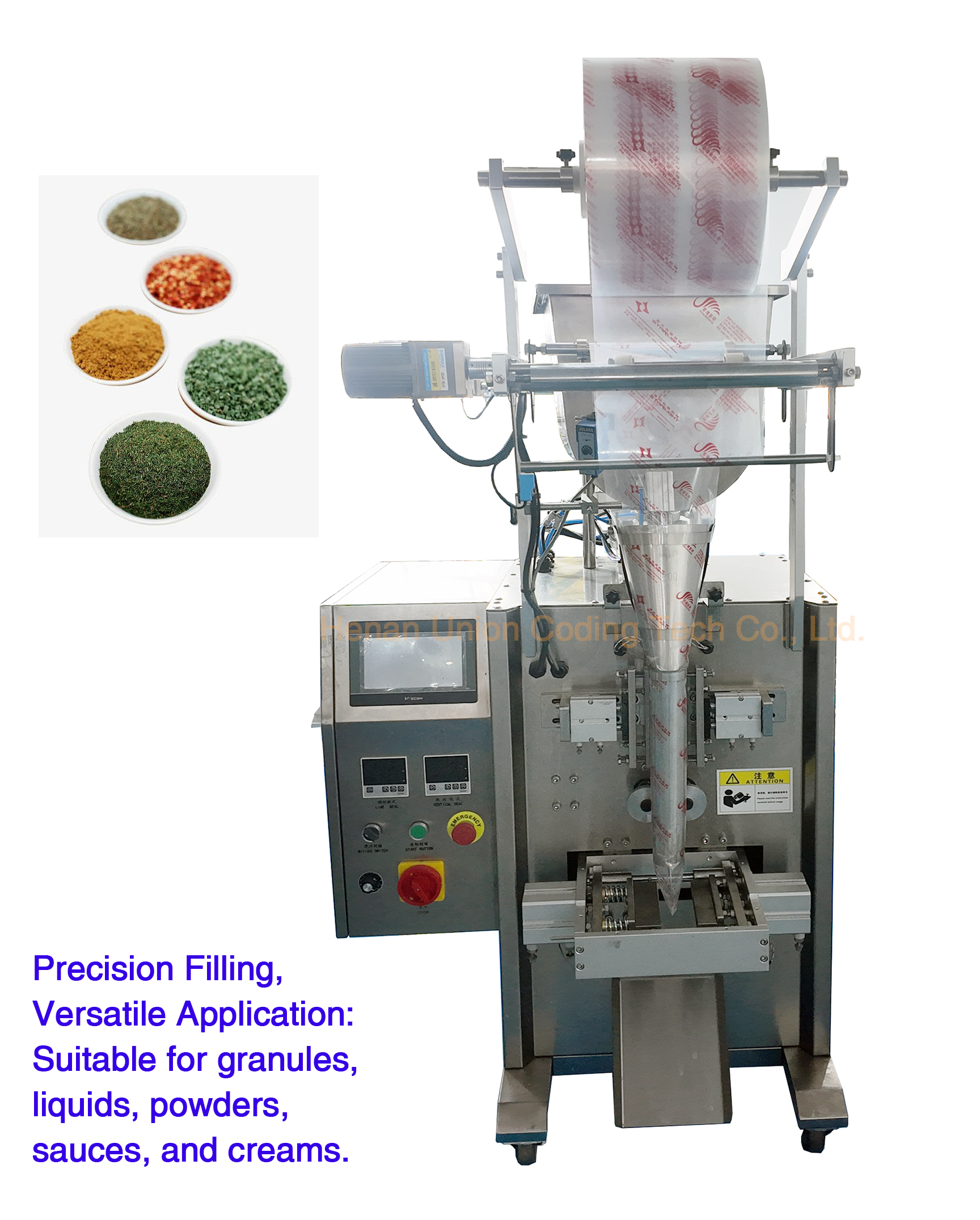 Automatic Dry Spice Powder Filling Machine for Food Packaging Pouch & Film Plastic High Precision 0.5g Electric Driven