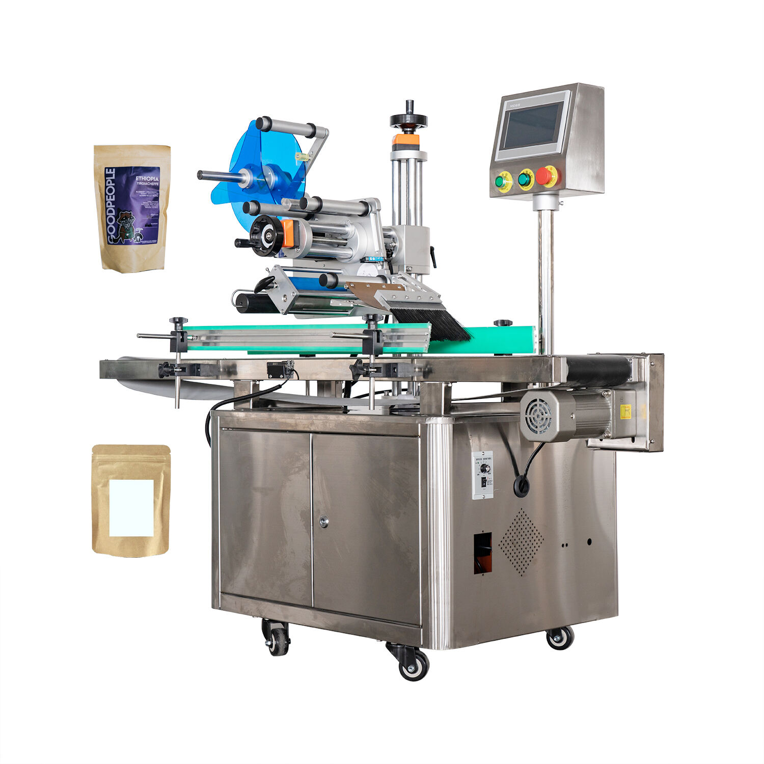 Automatic Surface Labeling Machine Flat Pouch Top Sticker Labller for Plastic Bag