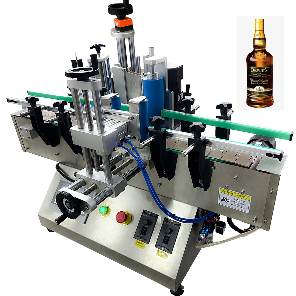 Automatic Desktop With Date Coding Printer Position Labeler Wine Beer Tin Can Jar Round Bottle Labeling Machine