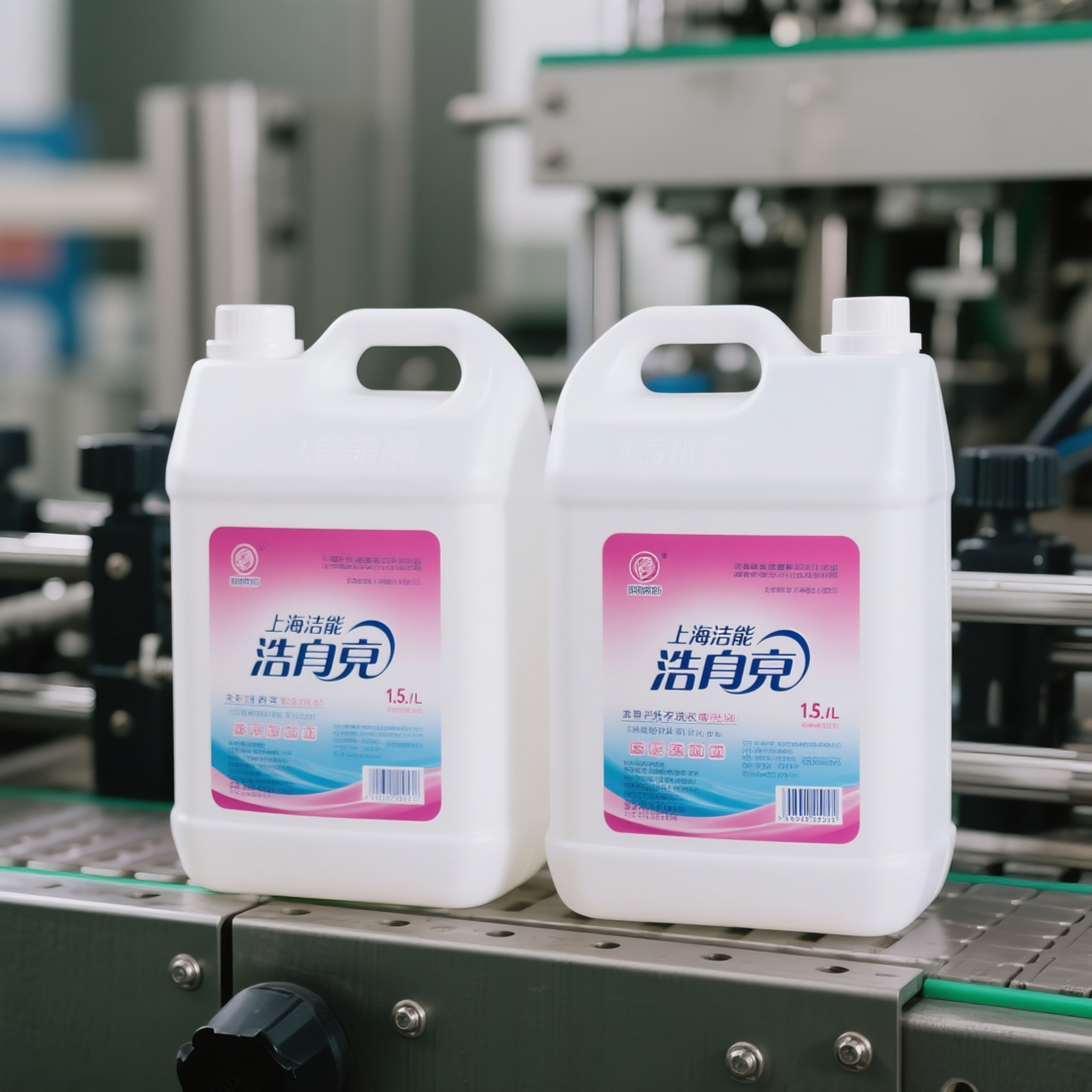 Flat Detergent Bottle Dual-Side Labeling (Household Chemicals)