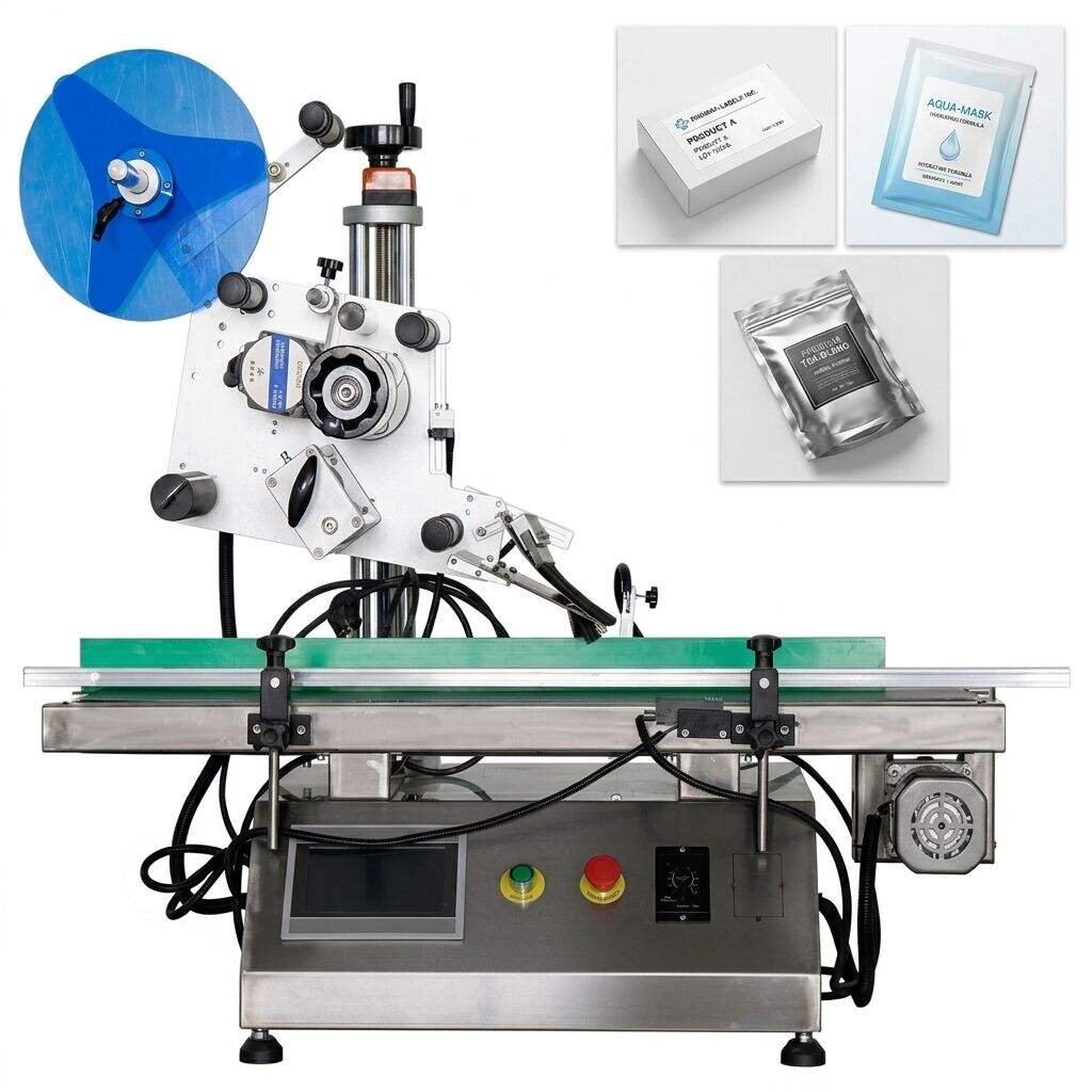 Desktop Automatic Flat Surface Labeling Machine Small Table Top Top Sticker Label Applicator For Small Box Pouch