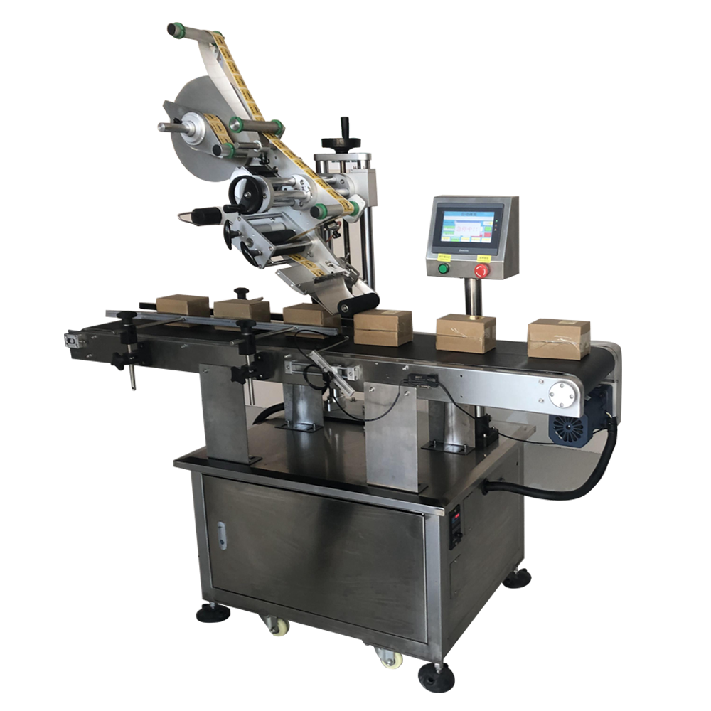 High Speed Top Labeling Machine Automatic Upper Flat Surface Label Applicator Self Adhesive Sticker Labeler for Packaging Line 30-50 pcs/min