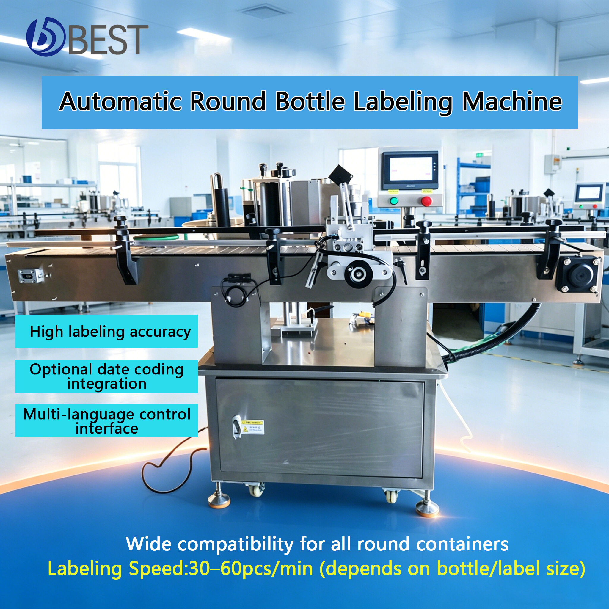 Customizable Round Bottle Labeling Machine for Production Lines