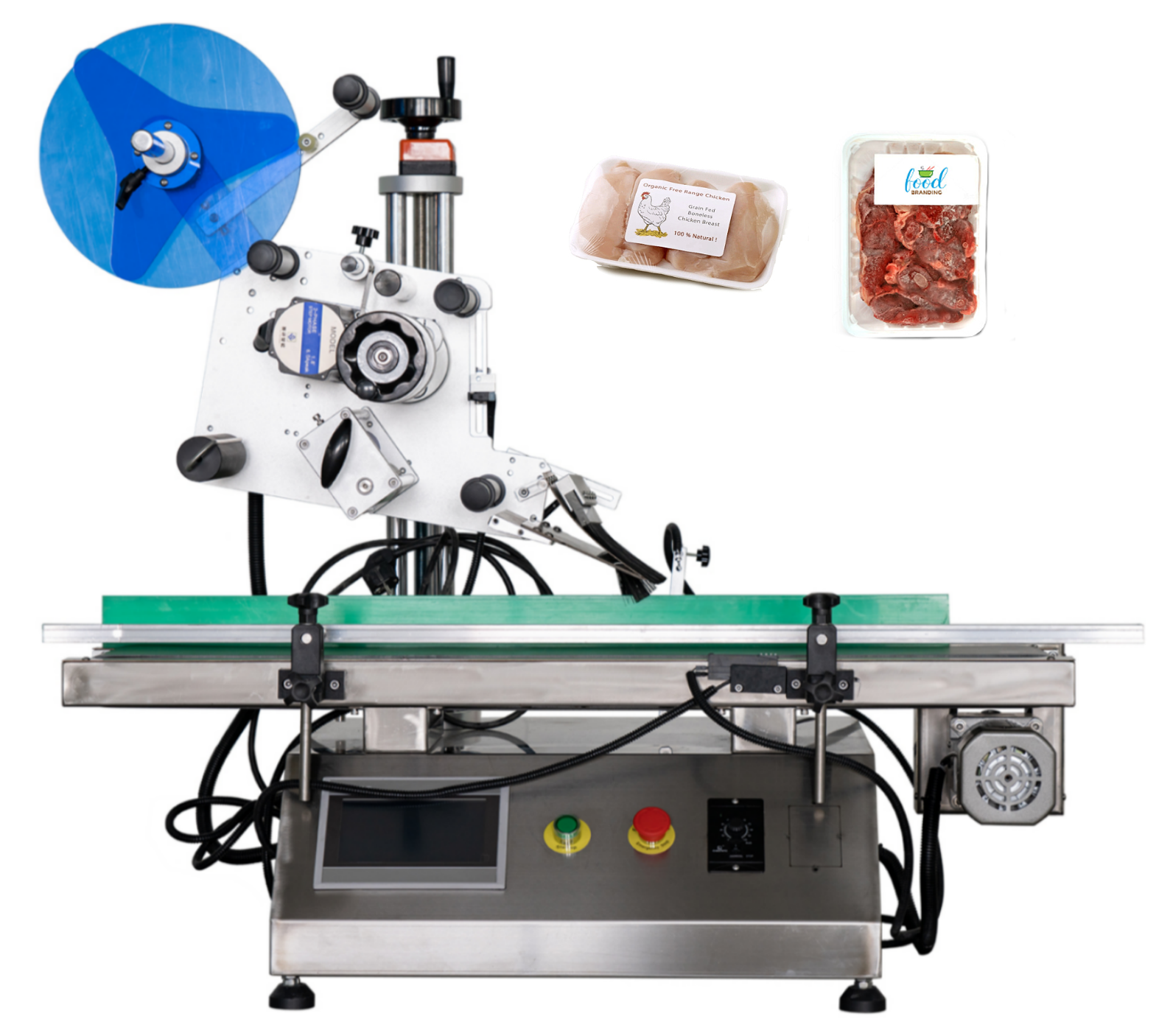 Desktop Flat Labeling Machine Labels on Food Boxes and Meat Meal Boxes