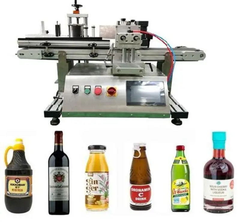 Food Benchtop Cylindrical Bottle Labeling System: Safe for Edibles