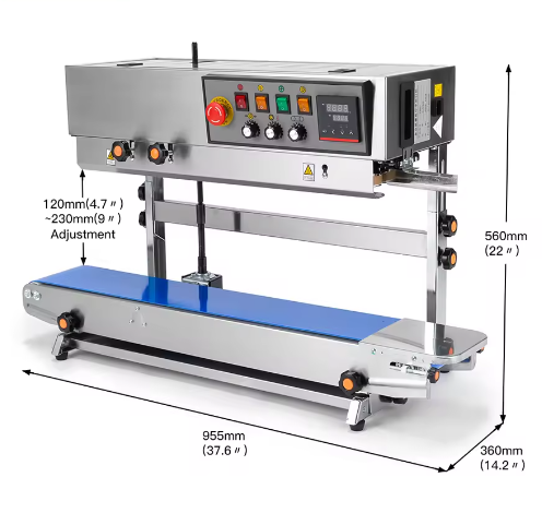 Factory Price Heat Band Sealer Continuous Stainless Steel Plastic Bag Packing Vertical Counter Sealing Machine
