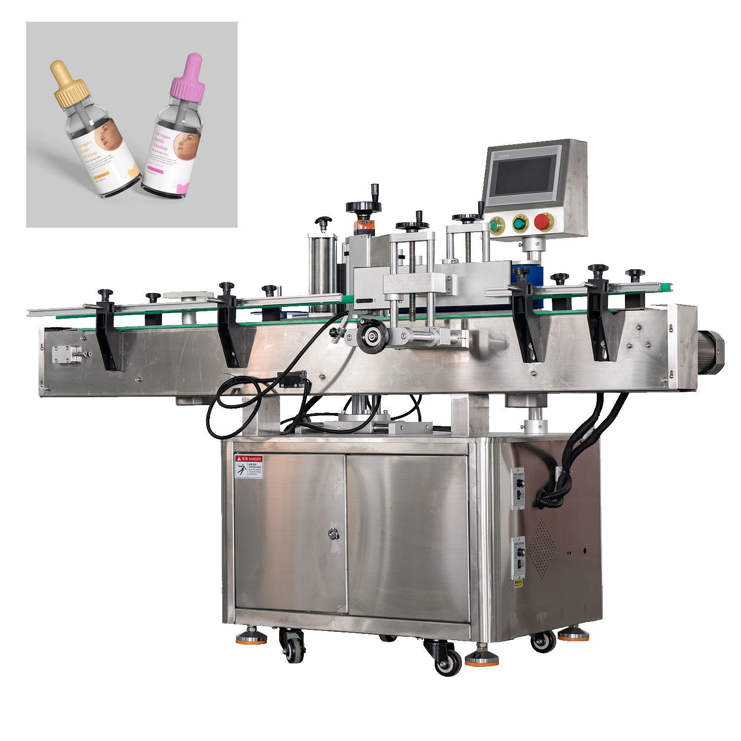 High Speed Automatic Round Bottle Stickers Filling and Labeling Machine for Plastic Glass