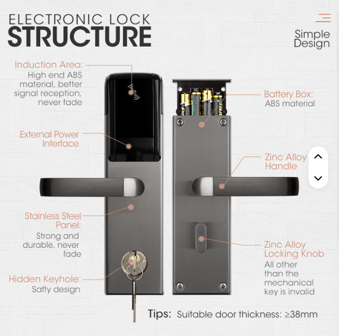 Claves Intelligentes de Alta Qualitate pro Cistis, Argenteae et Nigrae, Electronicae, Securae, pro Hotelibus, cum Clavibus Intelligentibus, pro Ostiis Lignosis, cum Manubrio Securo