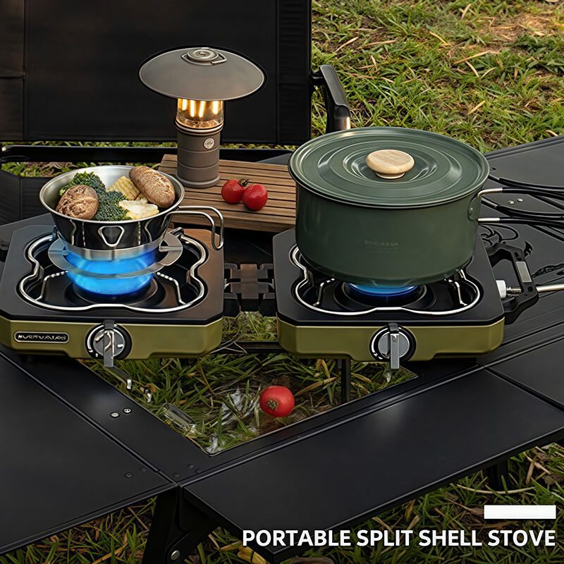 High capacity 8000w 56.5cm lightweight fold-able double headed seashell stove