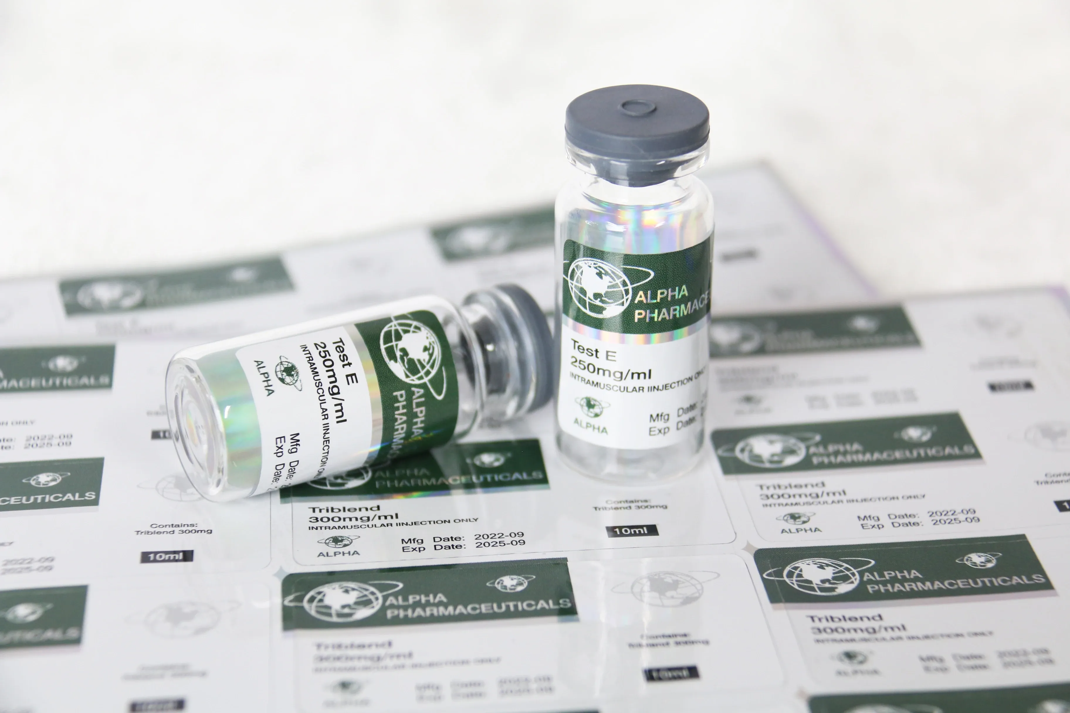 product laser holographic rx vial labels injection custom brand printed 10ml boxes and labels-2