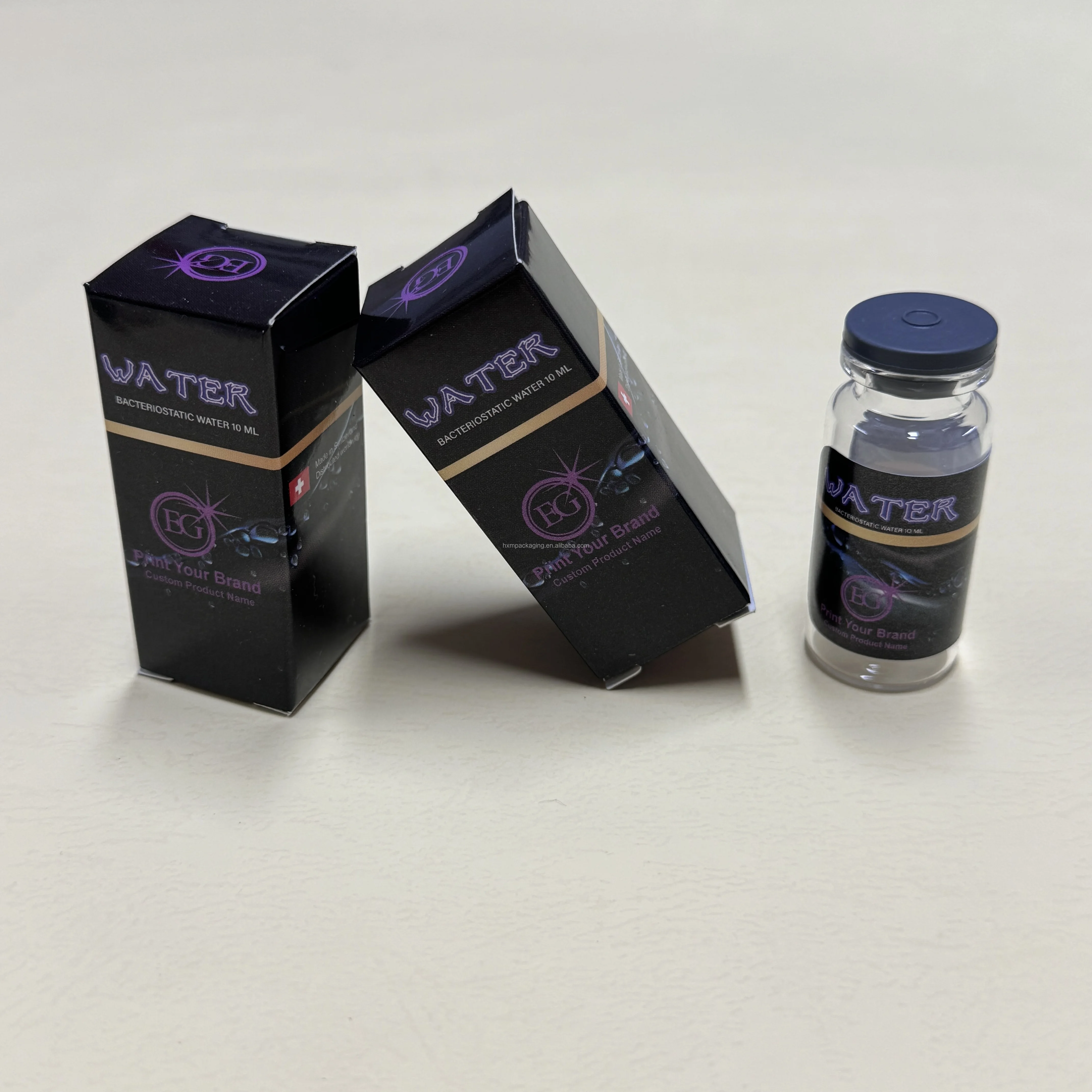 product 10ml clear sterile vials with rubber stopper custom logo printing 10ml vial box and labels waterproof sticker-0