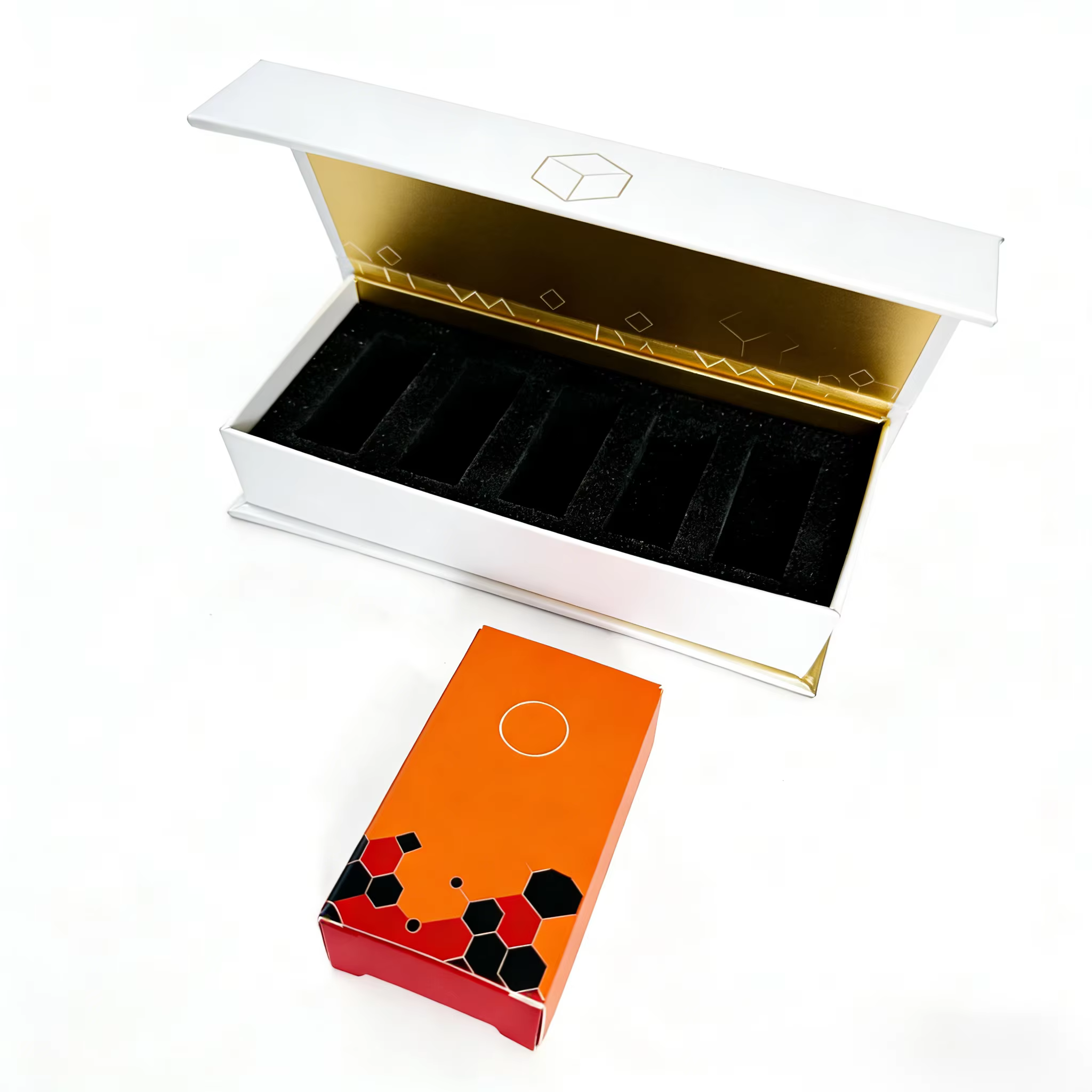 custom gold stamping logo double 2ml 3ml 5ml 10ml am poule peptide vial packaging box for cosmetic peptide vial with eva insert-3