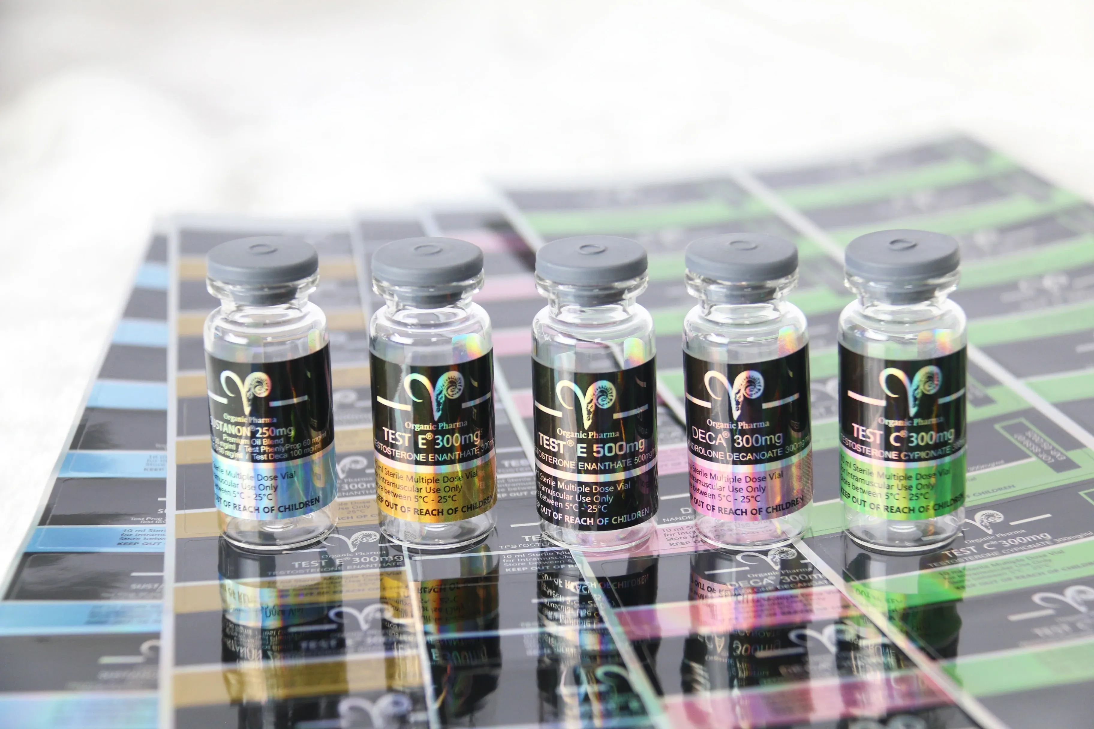 product laser holographic rx vial labels injection custom brand printed 10ml boxes and labels-3