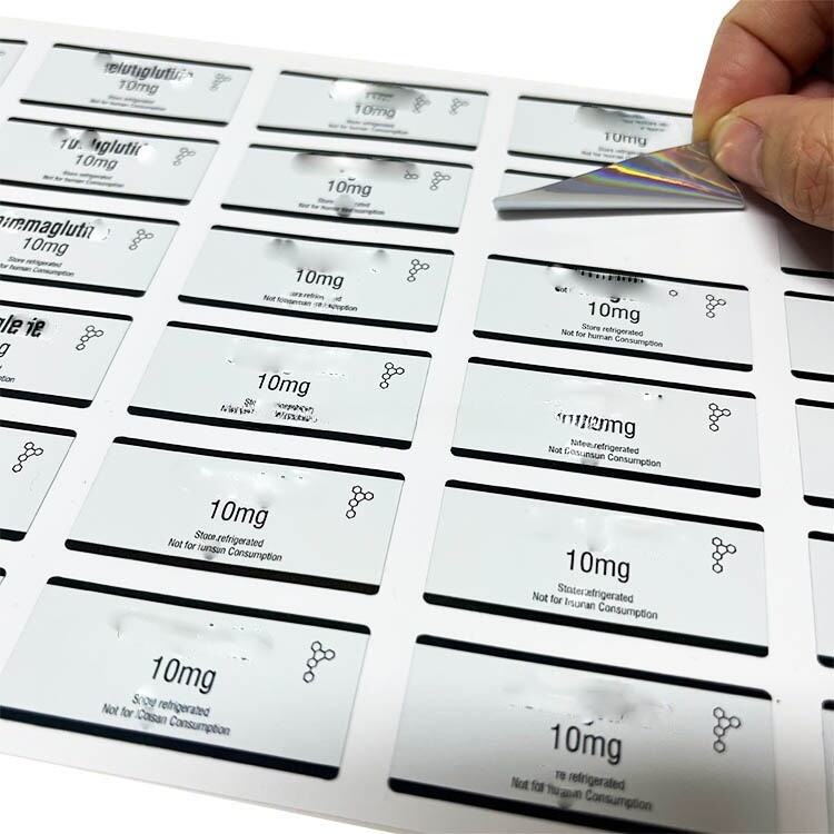 Customized Popular Laser Hologram logo Labels, Waterproof PVC Tirz 5 Label 5mg Bottle supplier