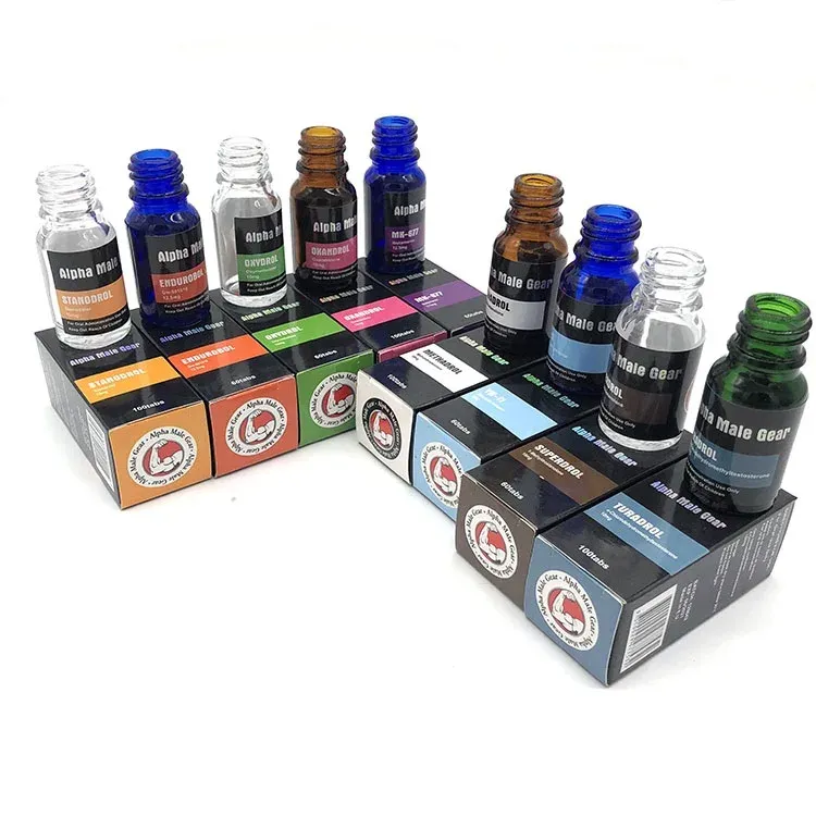 product custom brand logo packaging paper box and label for 10ml  injection vial strong glue sticker for glass bottle-0