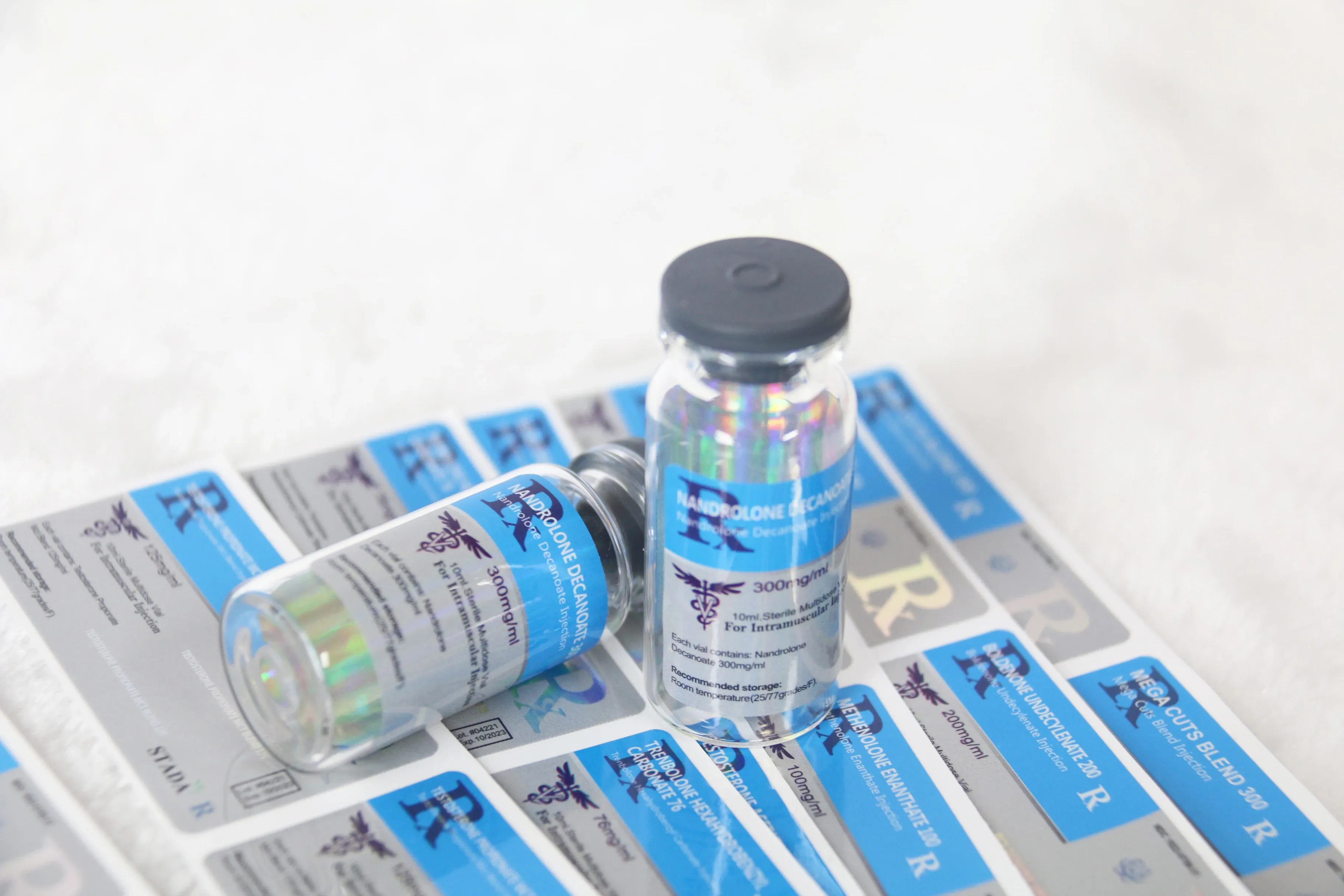 product laser holographic rx vial labels injection custom brand printed 10ml boxes and labels-1