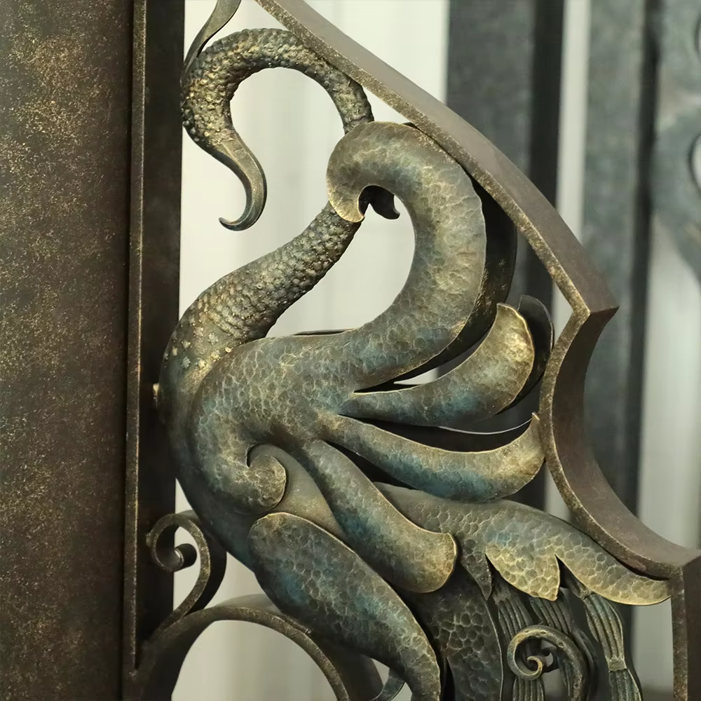 Custom Size Embossed Ornament Wrought Iron Cut-Out Patio Door Outdoor Garden Villas Parks Schools Courtyards Hotels Hospitals supplier