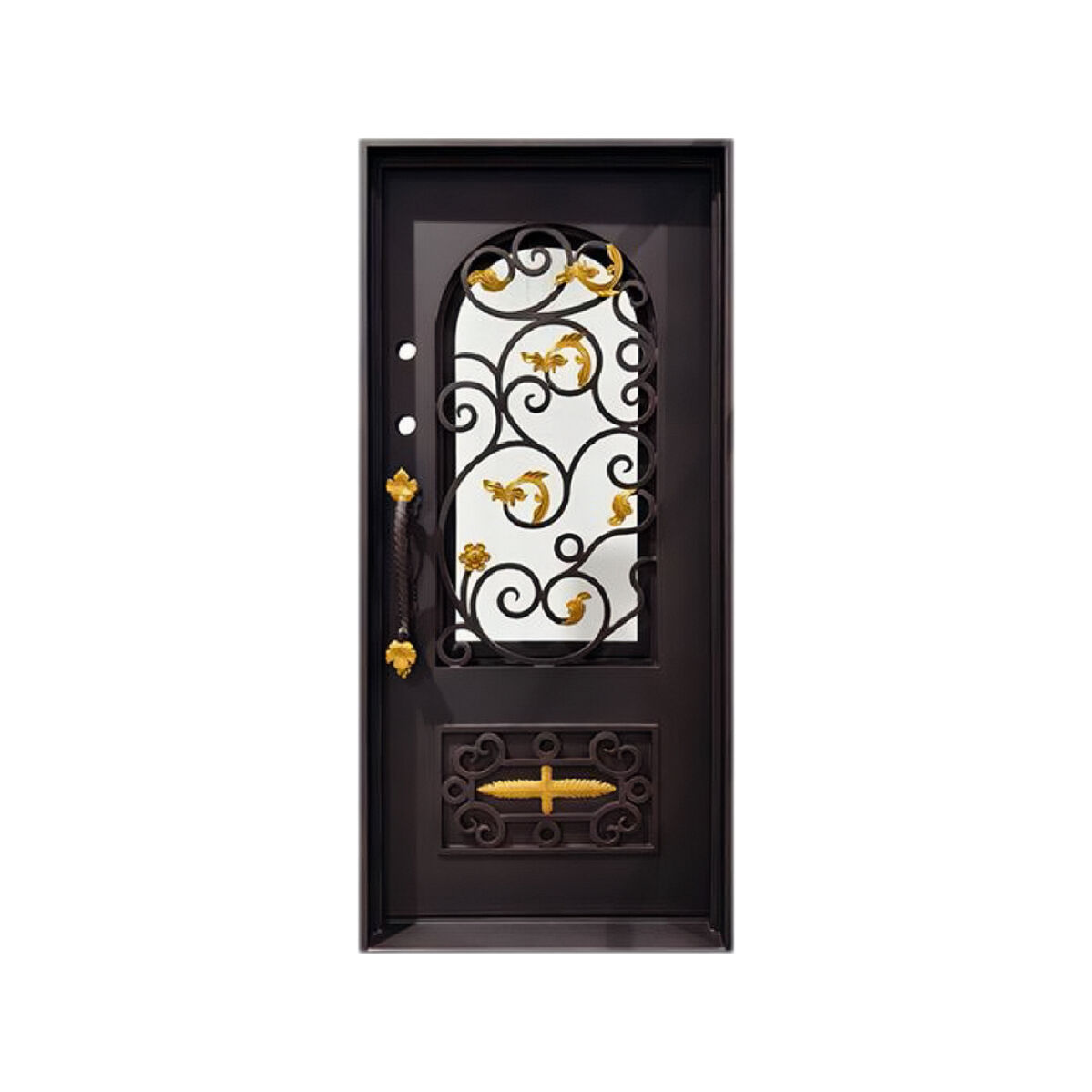 వాణిజ్య ఆస్తుల కొరకు అందమైన చేతితో తయారు చేసిన ఇనుప భద్రతా తలుపు