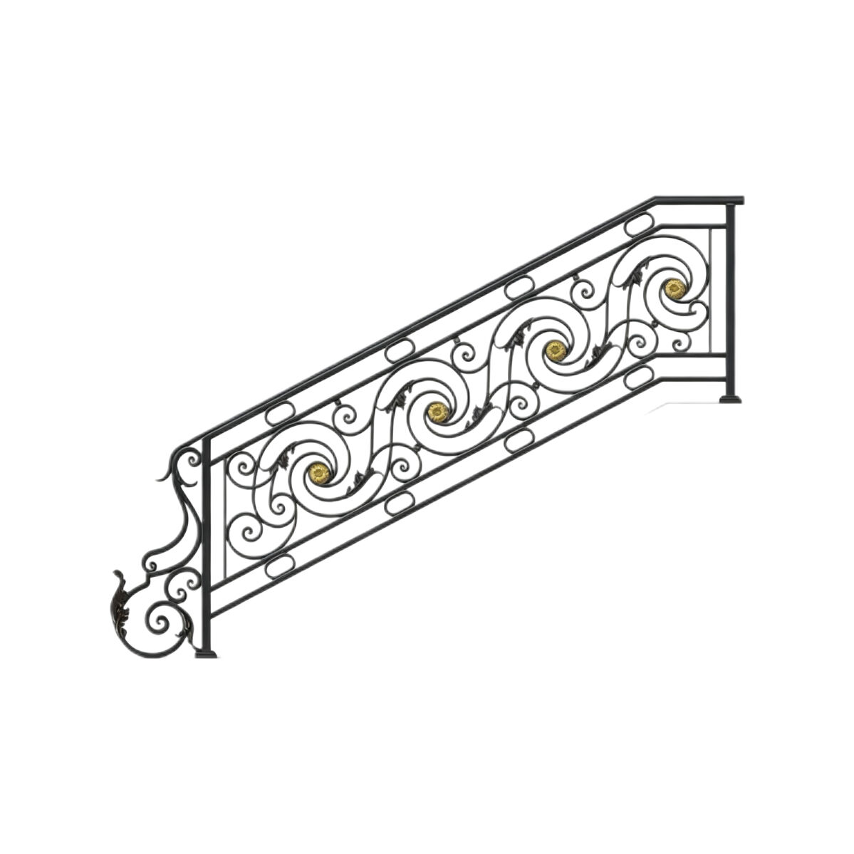 Maßgefertigtes Geländer für Eisentreppen - Luxuriöser und eleganter amerikanischer Stil