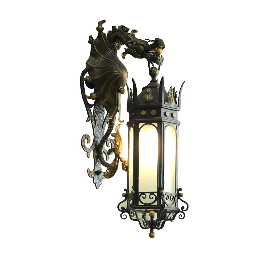 Vintage Iron Wall Lamp Handcrafted Design Rustic Finish Perfect for Home Décor and Outdoor Lighting supplier