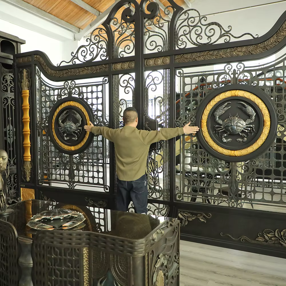 Custom Wrought Iron Gates Heavy Duty Security Decorative Design Anti-Rust Coating Free Design Worldwide Shipping manufacture