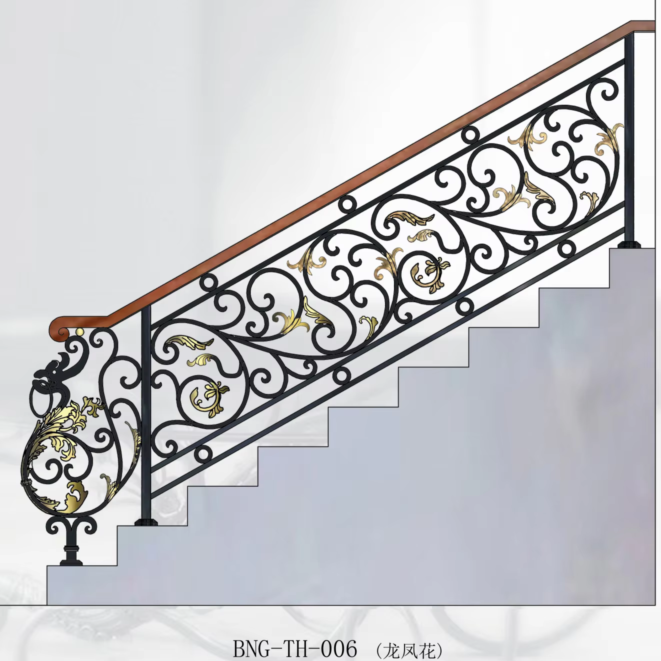Luxury House Indoor Gold Stair Railing Designs in Iron for Villa supplier