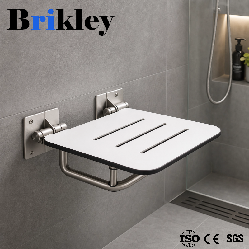 Brikley Waterproof Easy to Clean White Shower Seat Bench Top with Phenolic Board Material