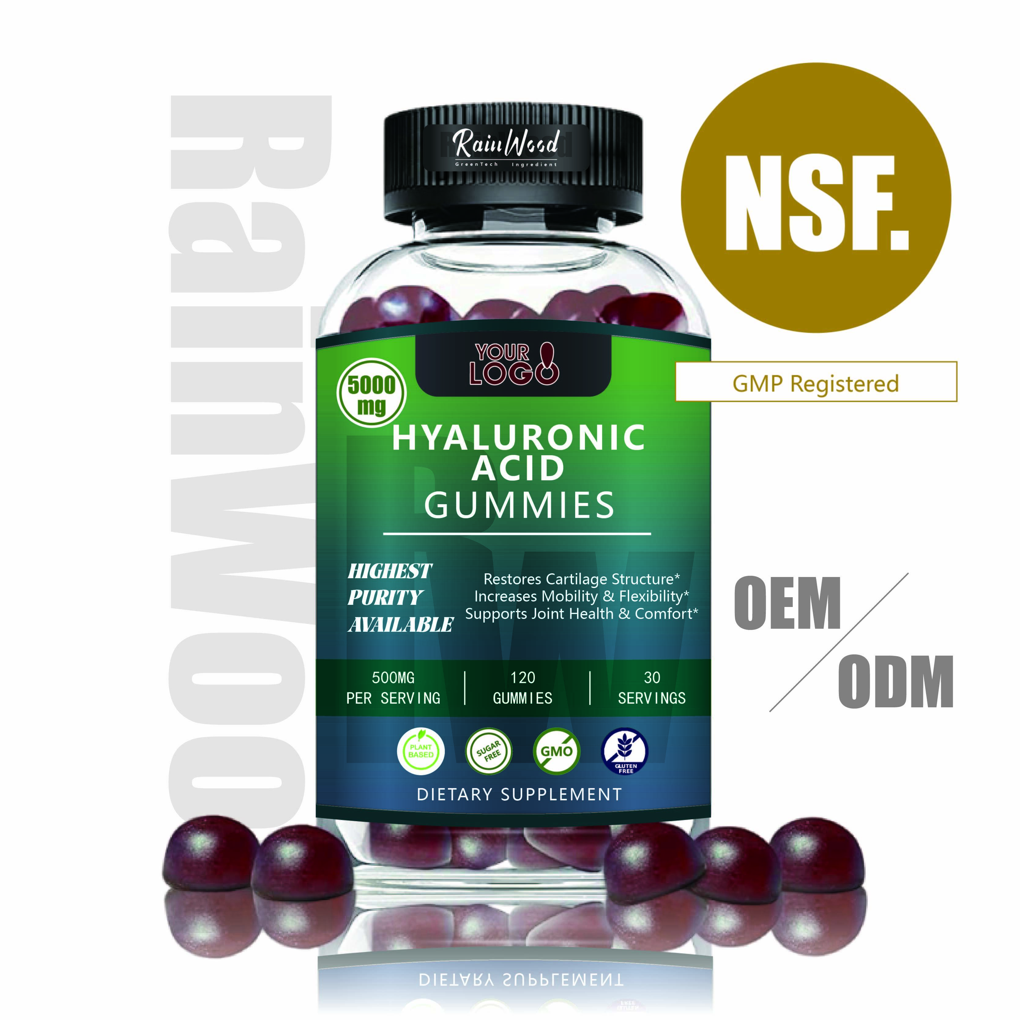 OEM ODM Hyaluronic Acid Gummies 500mg Hyaluronic Acid Alami Gummies