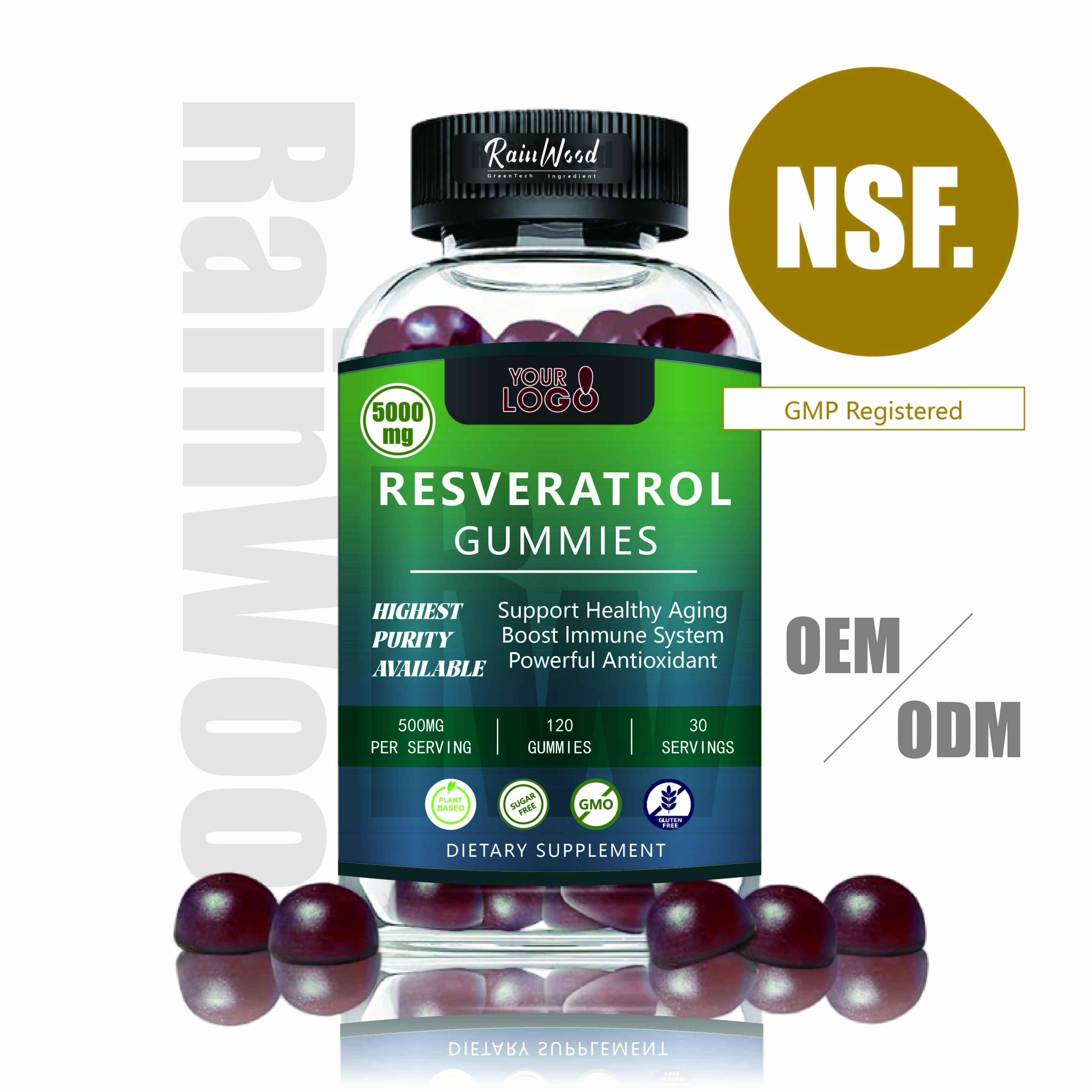 OEM ODM Gummies Resveratrol 500mg Resveratrol Murni Gummies