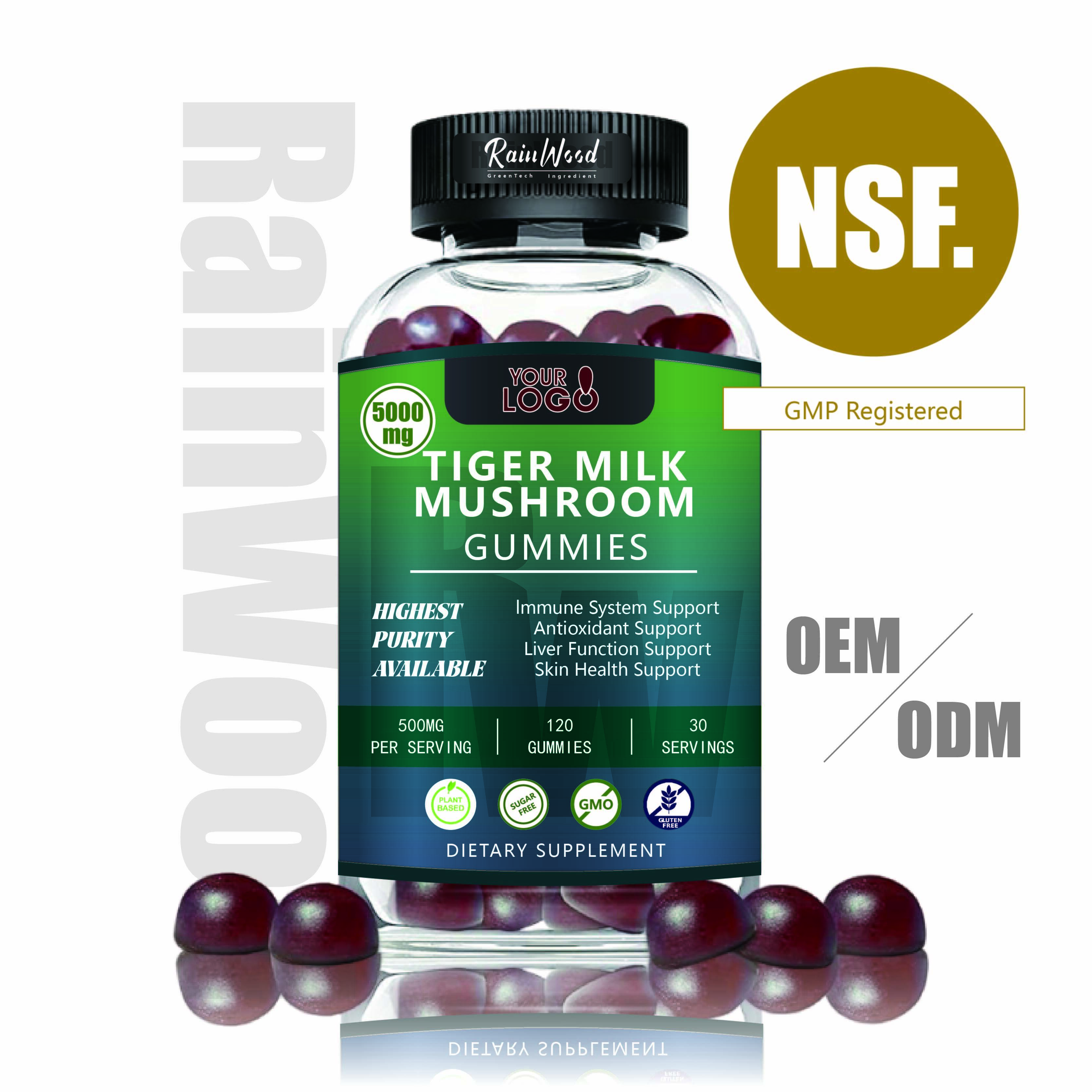 OEM ODM Gummies Jamur Tiger Milk 500mg Jamur Tiger Milk Alami