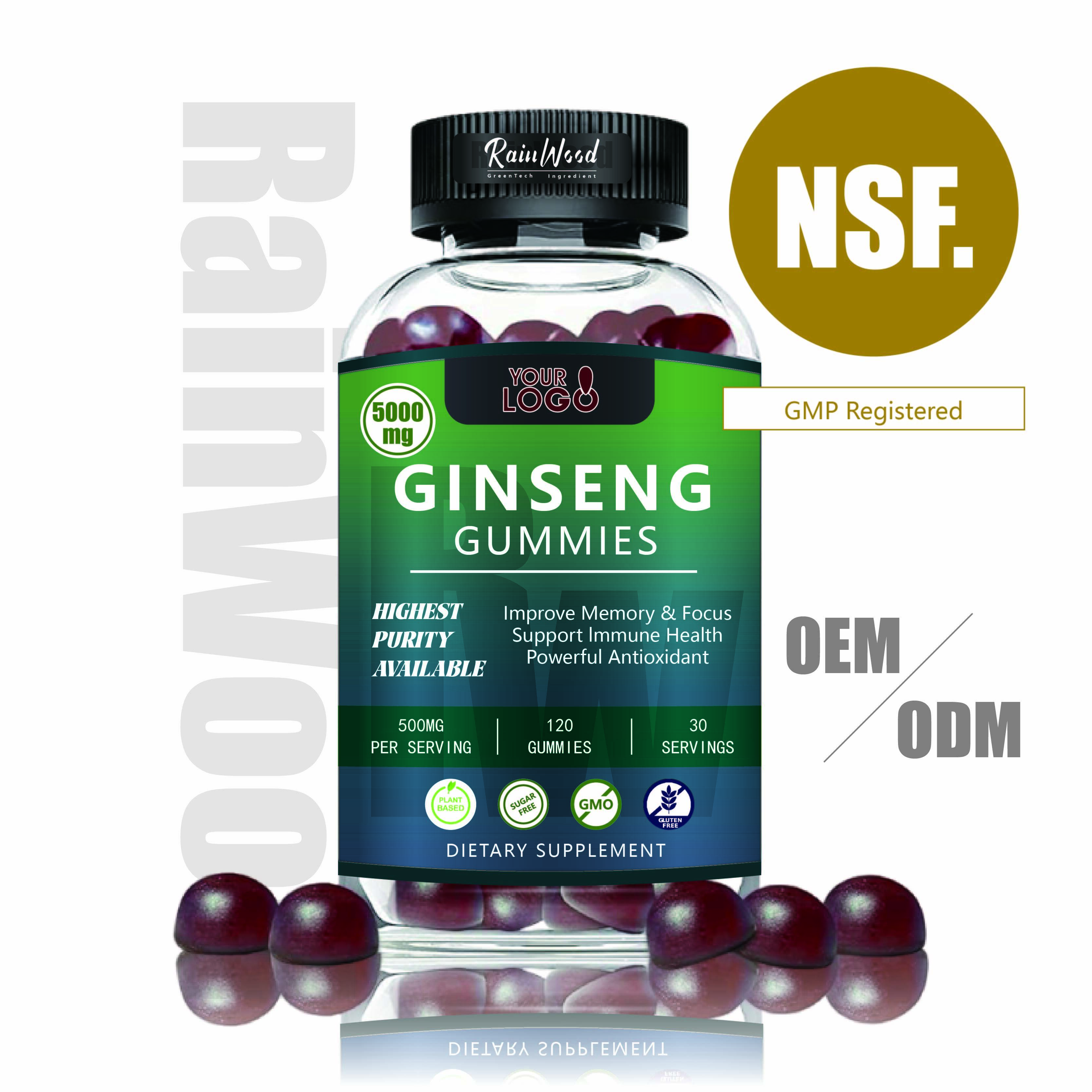 OEM ODM Ginseng Gummies 500mg Pure Ginseng Gummies